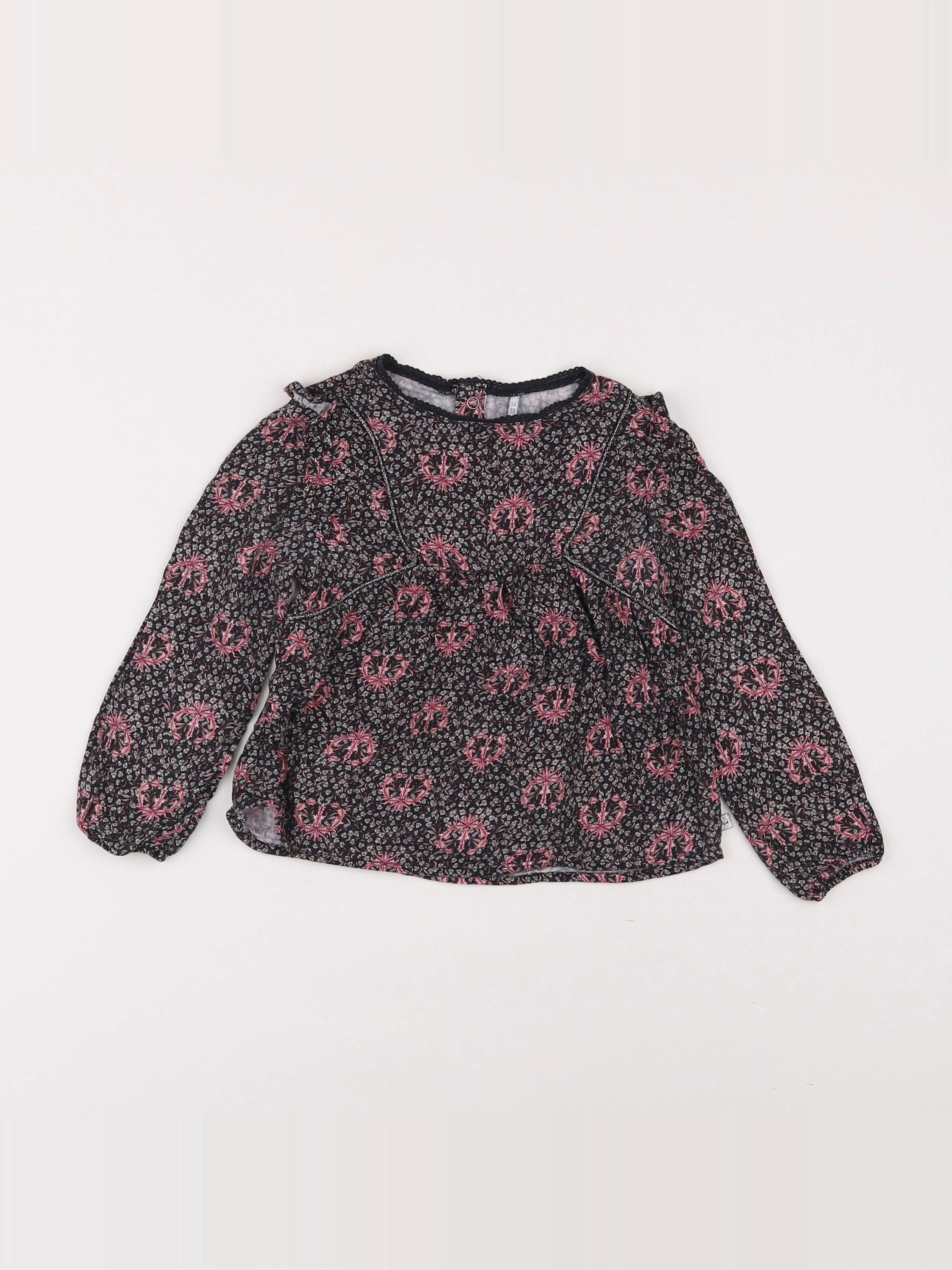 IKKS - blouse noir, rose - 3 ans