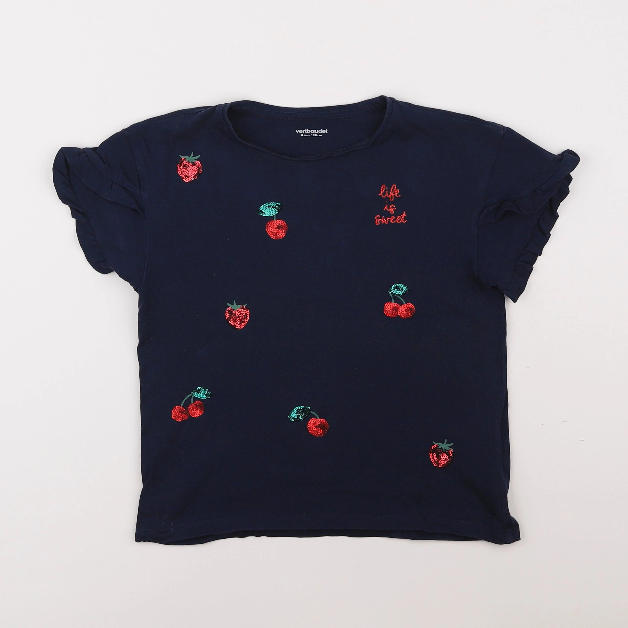 Vertbaudet - tee-shirt bleu, rouge - 8 ans