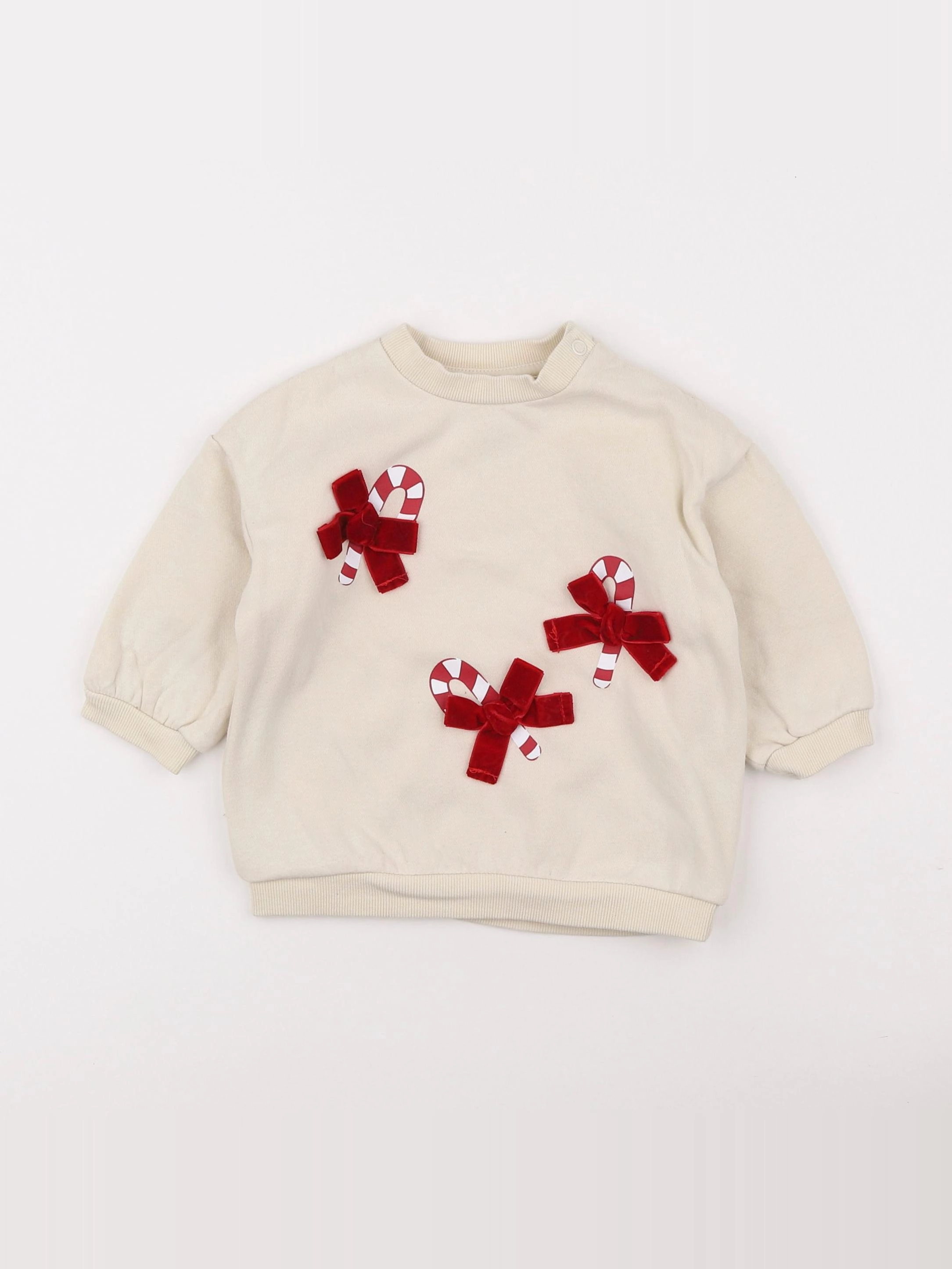 H&M - sweat rouge, blanc - 6/9 mois