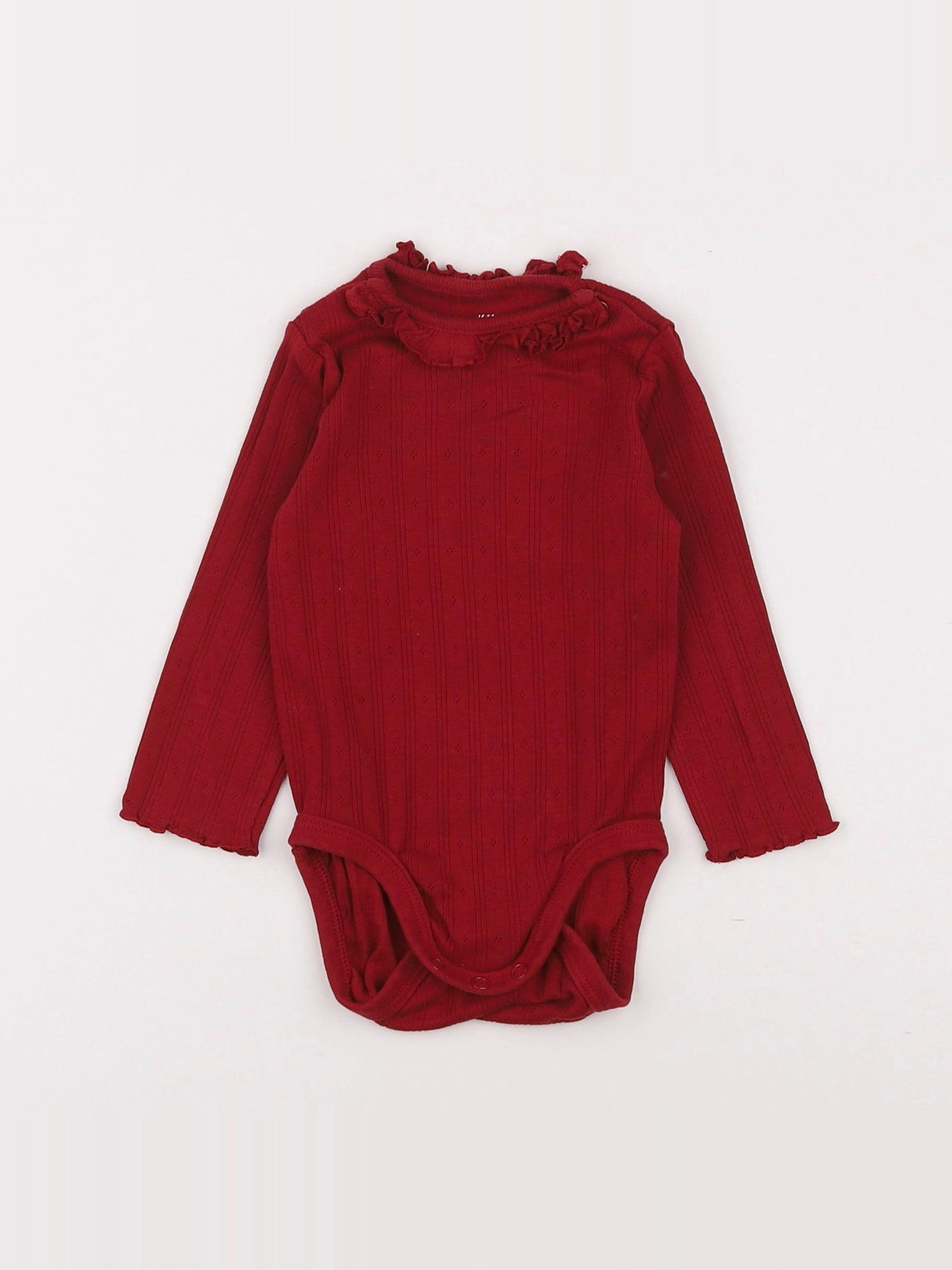 H&M - body à col rouge - 6/9 mois