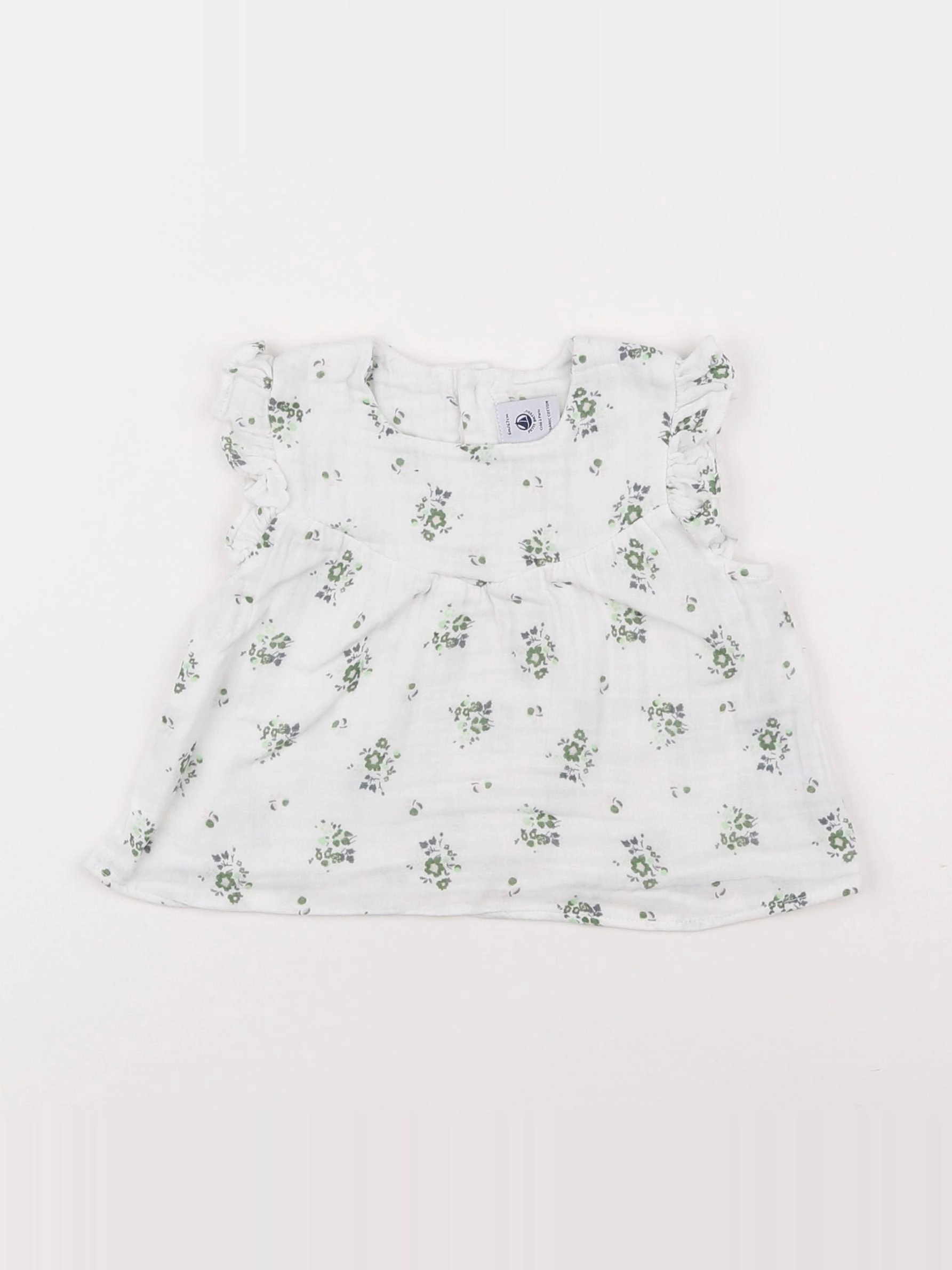 Petit Bateau - robe blanc, vert - 6 mois