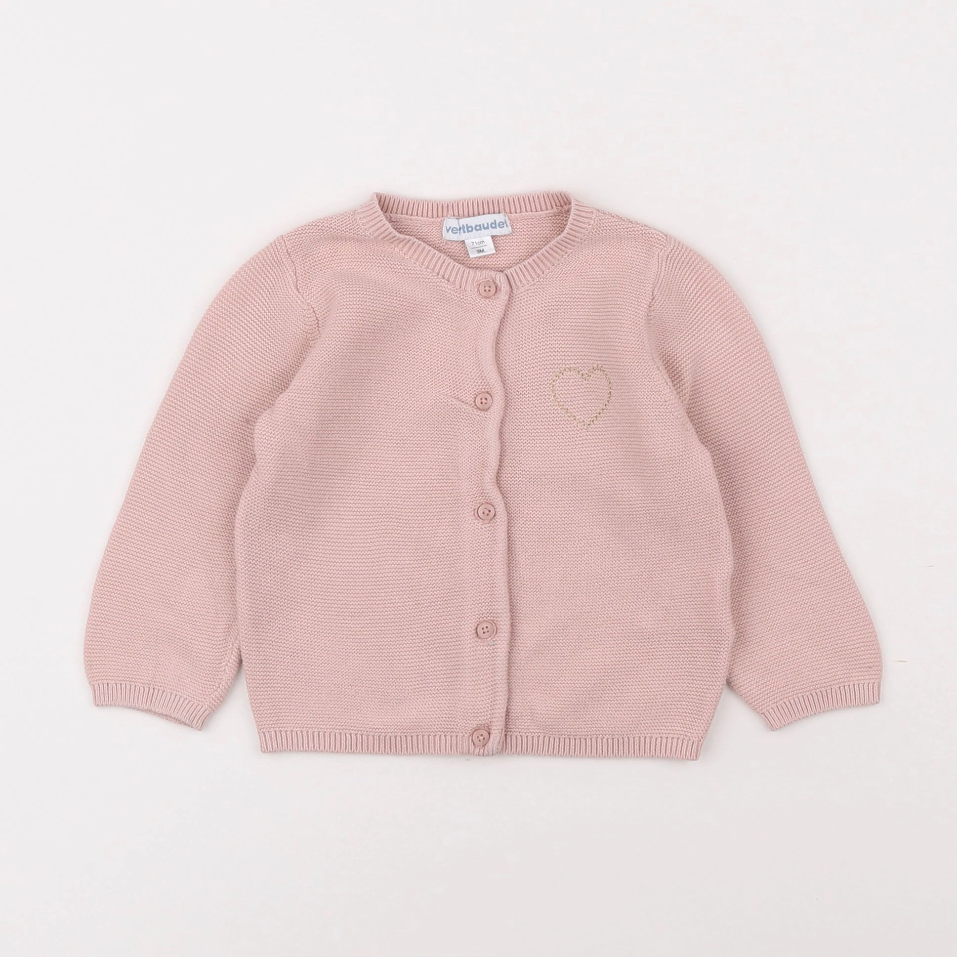 Vertbaudet - gilet rose - 9 mois