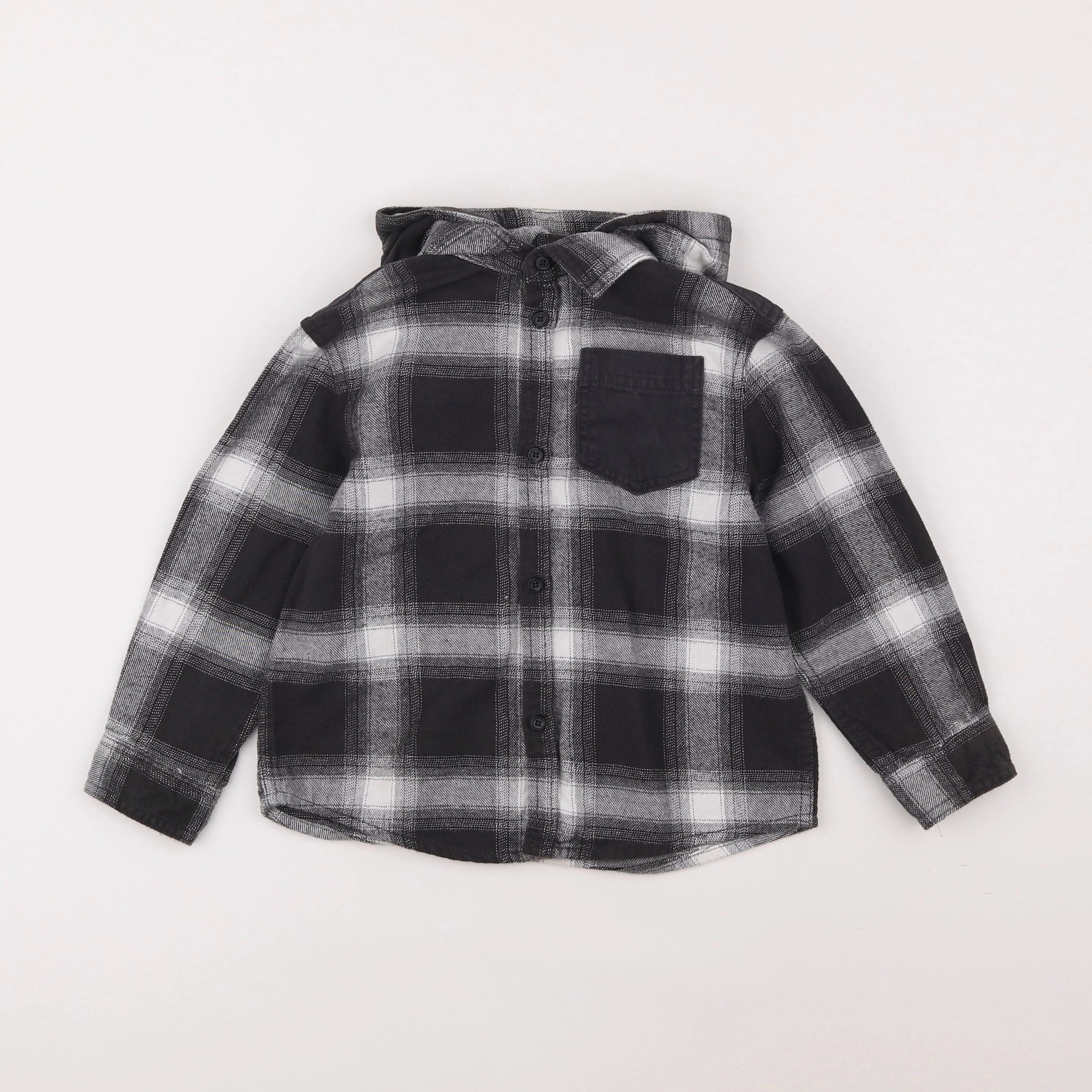 Vertbaudet - chemise gris, blanc - 4 ans