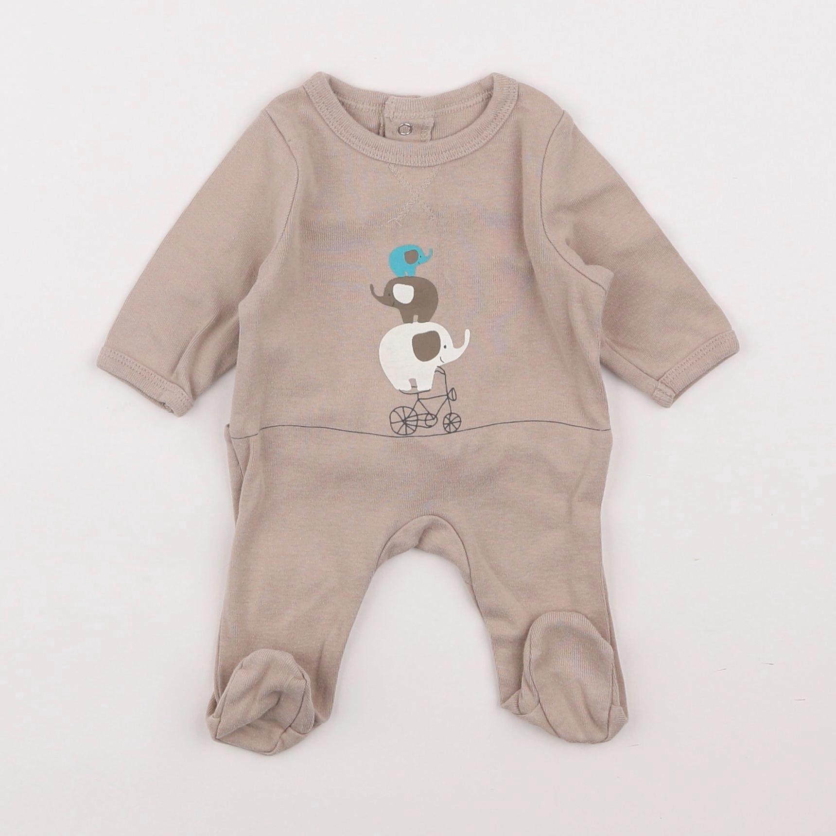 Vertbaudet - pyjama coton beige - 0 mois