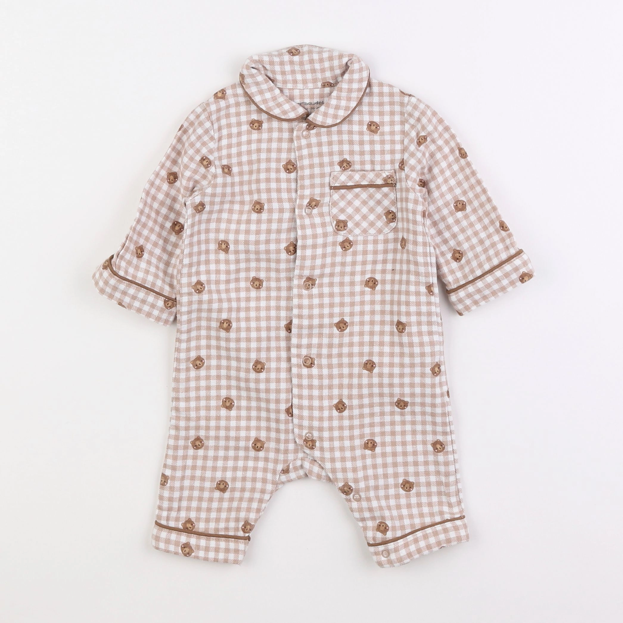 Vertbaudet - pyjama coton marron - 3 mois