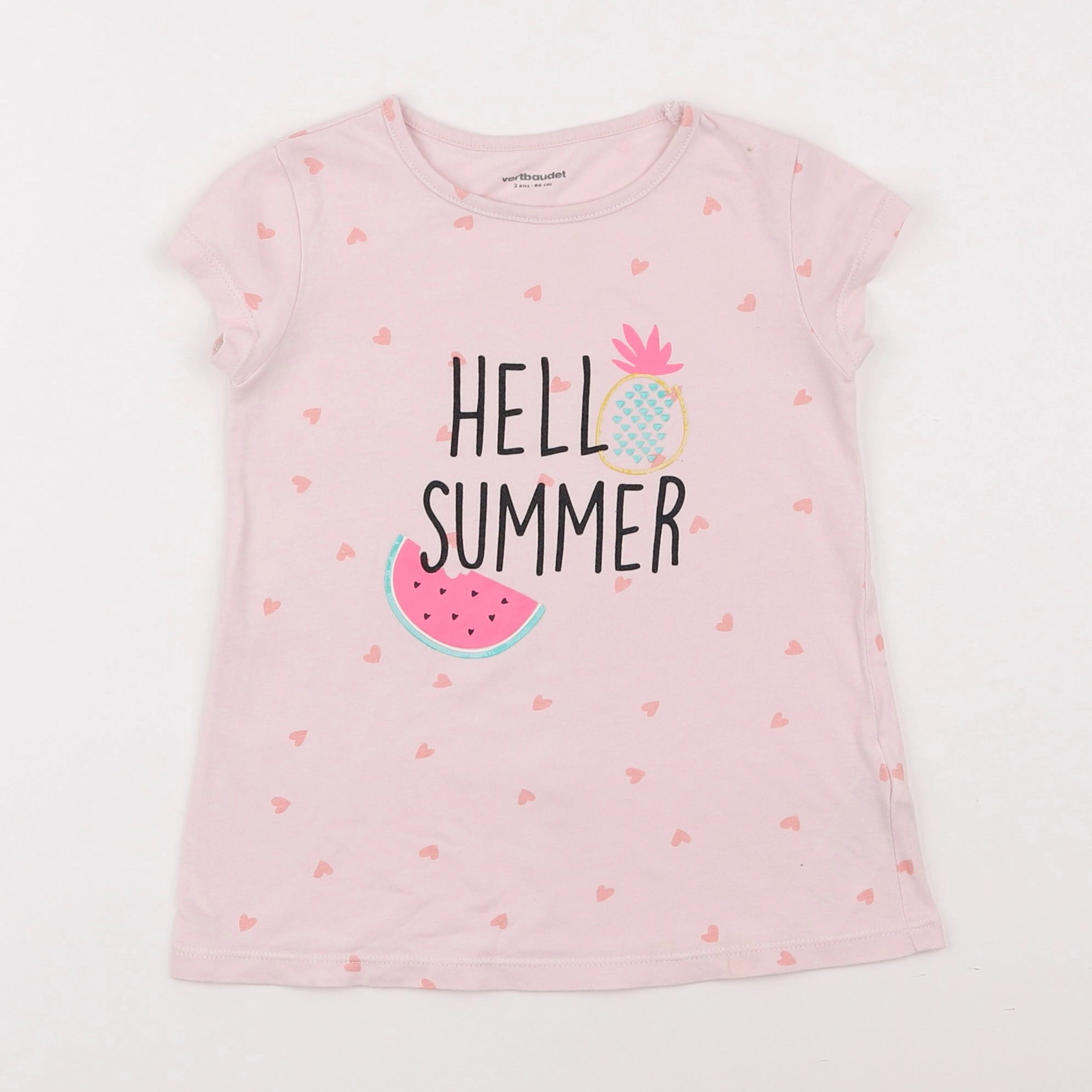 Vertbaudet - tee-shirt rose - 2 ans