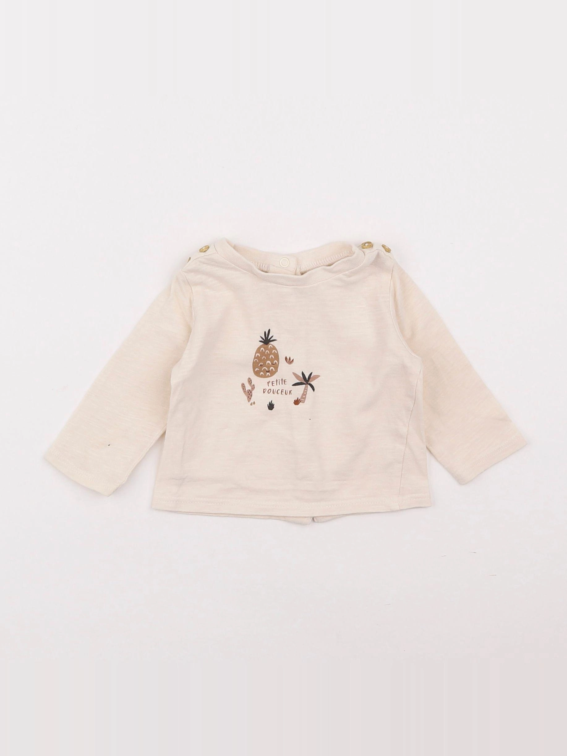 Vertbaudet - tee-shirt beige - 1 mois