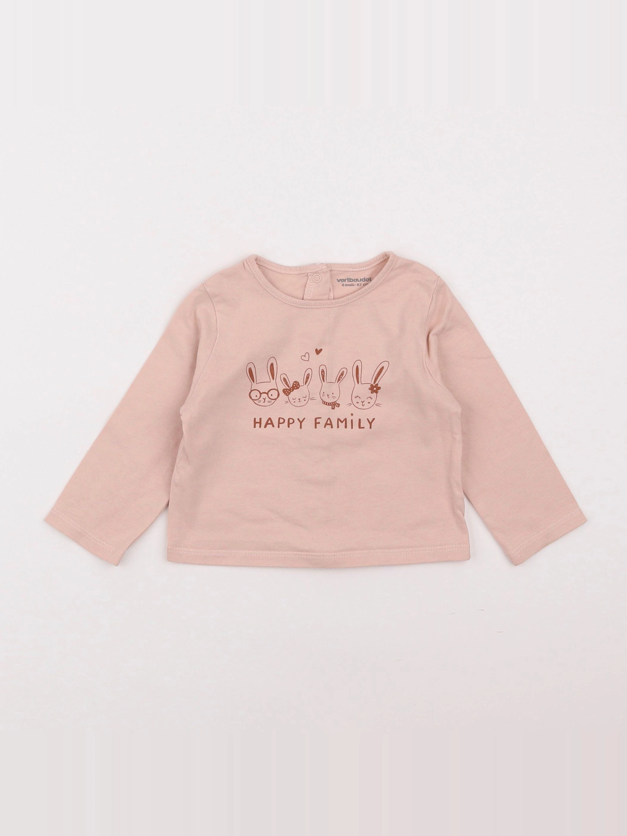Vertbaudet - tee-shirt rose - 6 mois