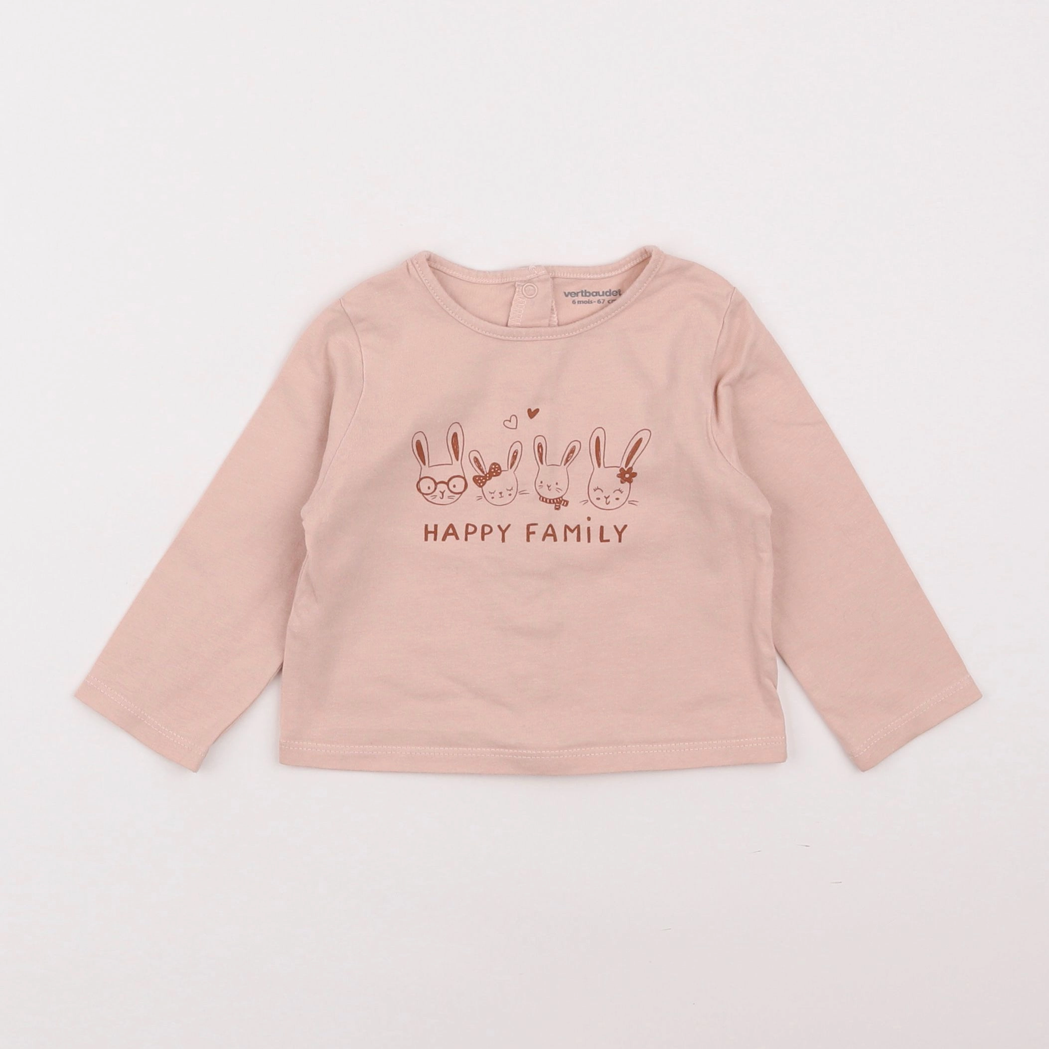 Vertbaudet - tee-shirt rose - 6 mois