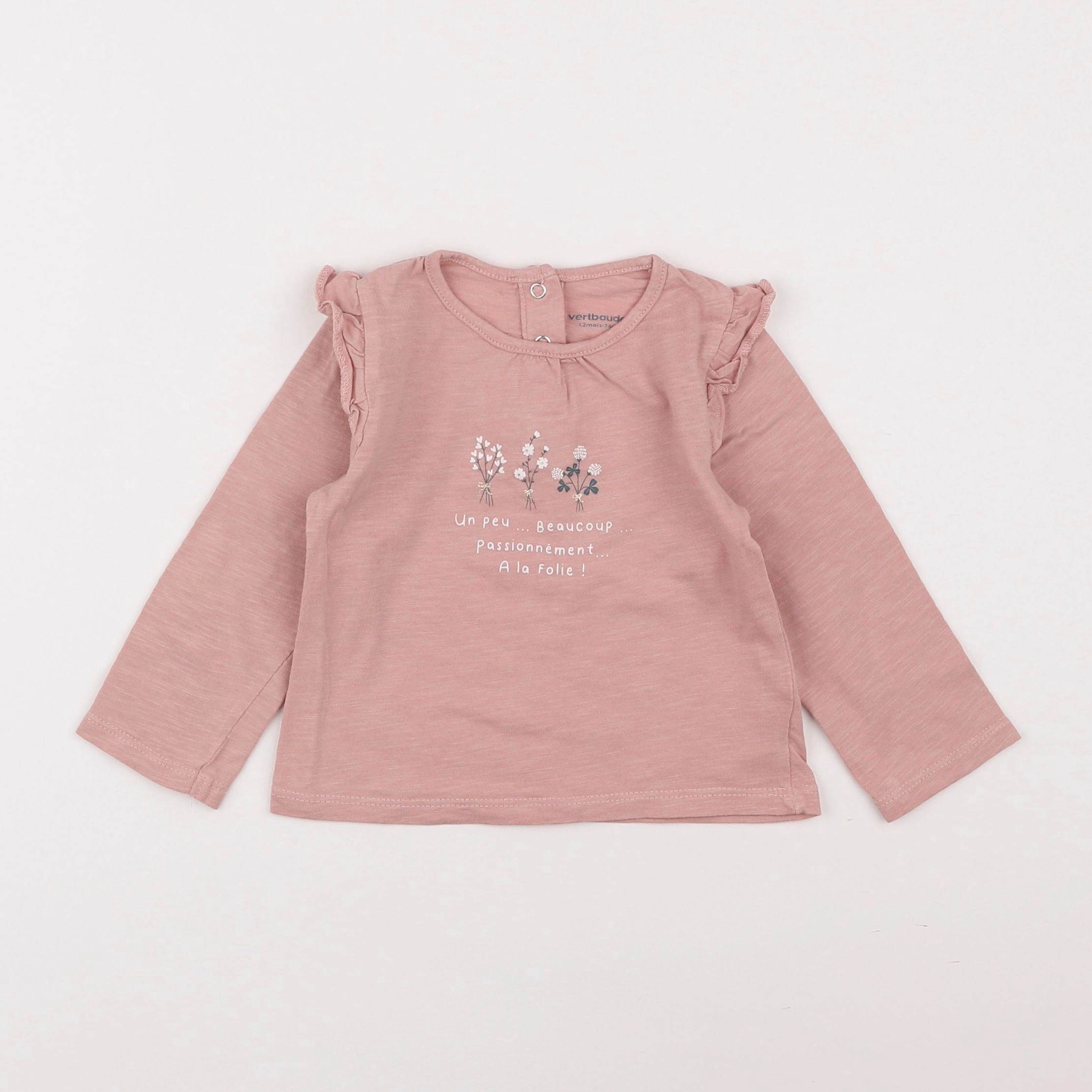 Vertbaudet - tee-shirt rose - 12 mois