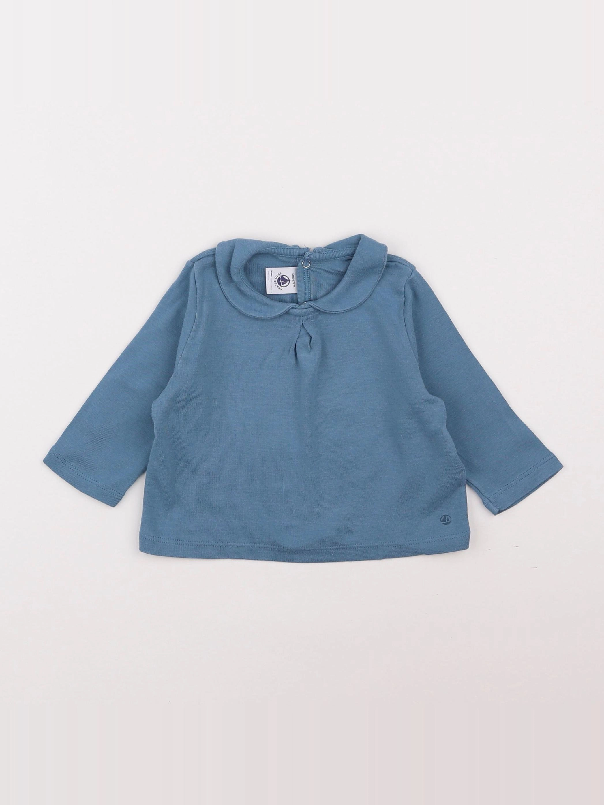 Petit Bateau - tee-shirt bleu - 6 mois