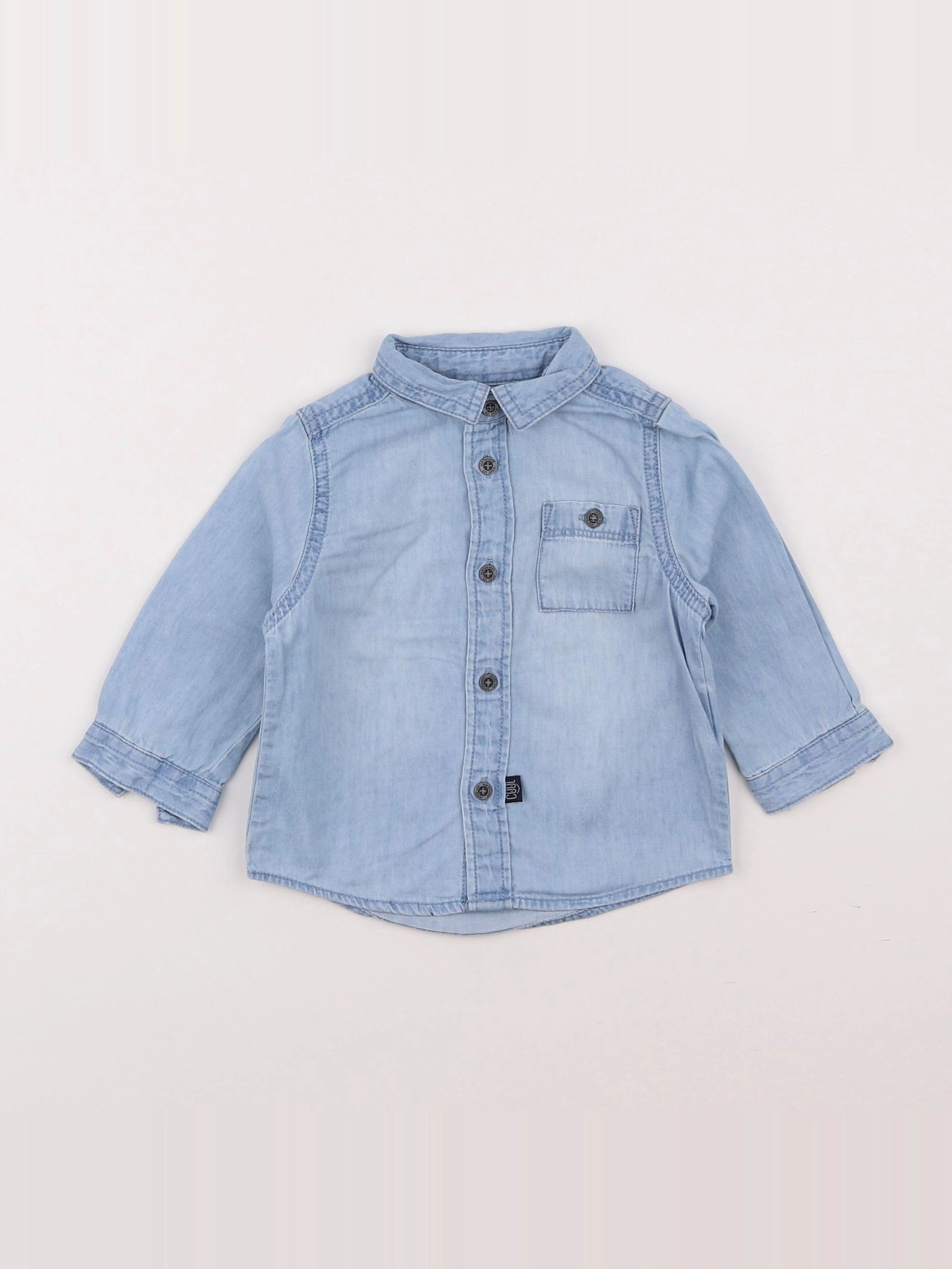 Vertbaudet - chemise bleu - 9 mois