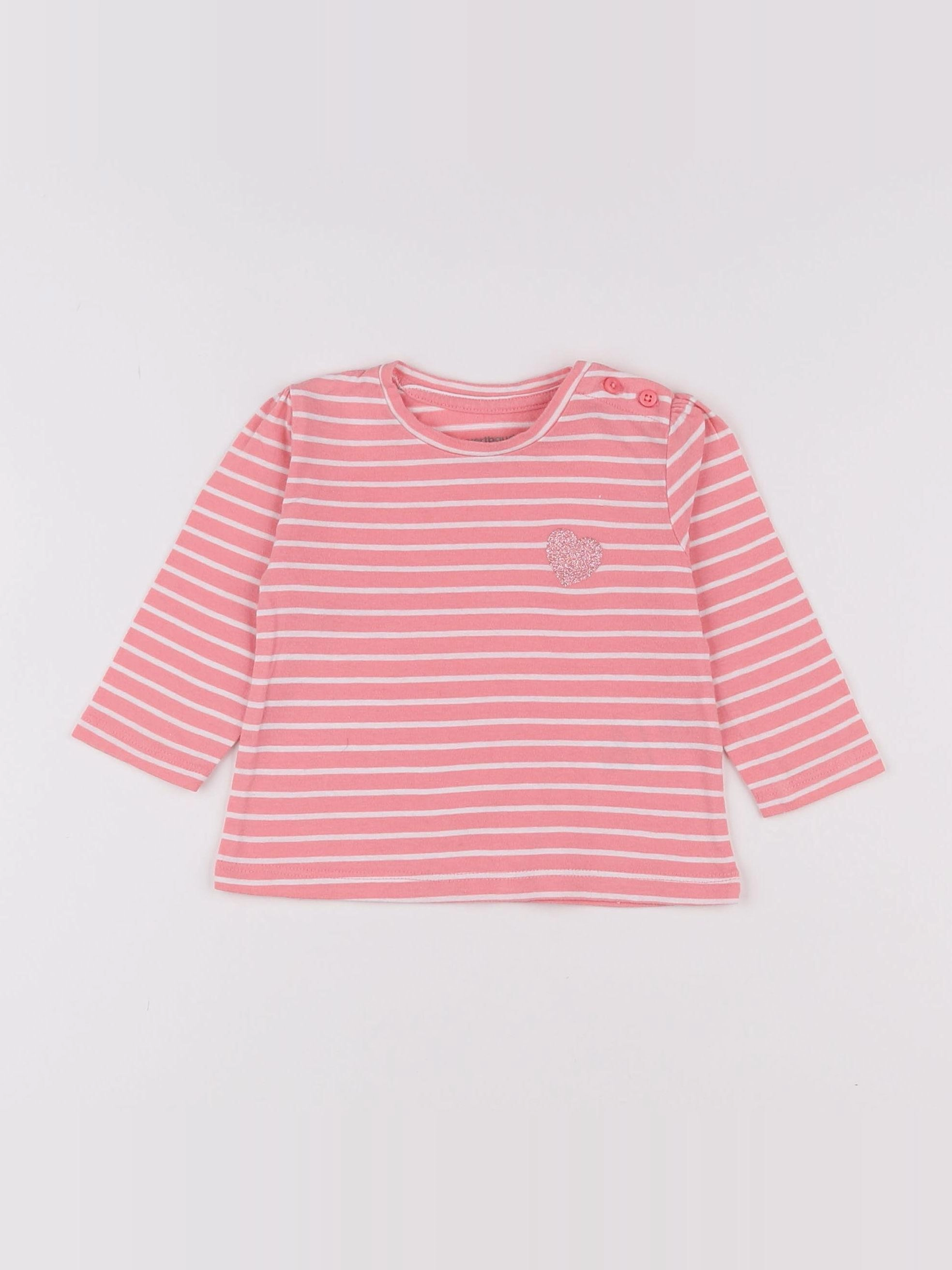 Vertbaudet - tee-shirt rose - 6 mois