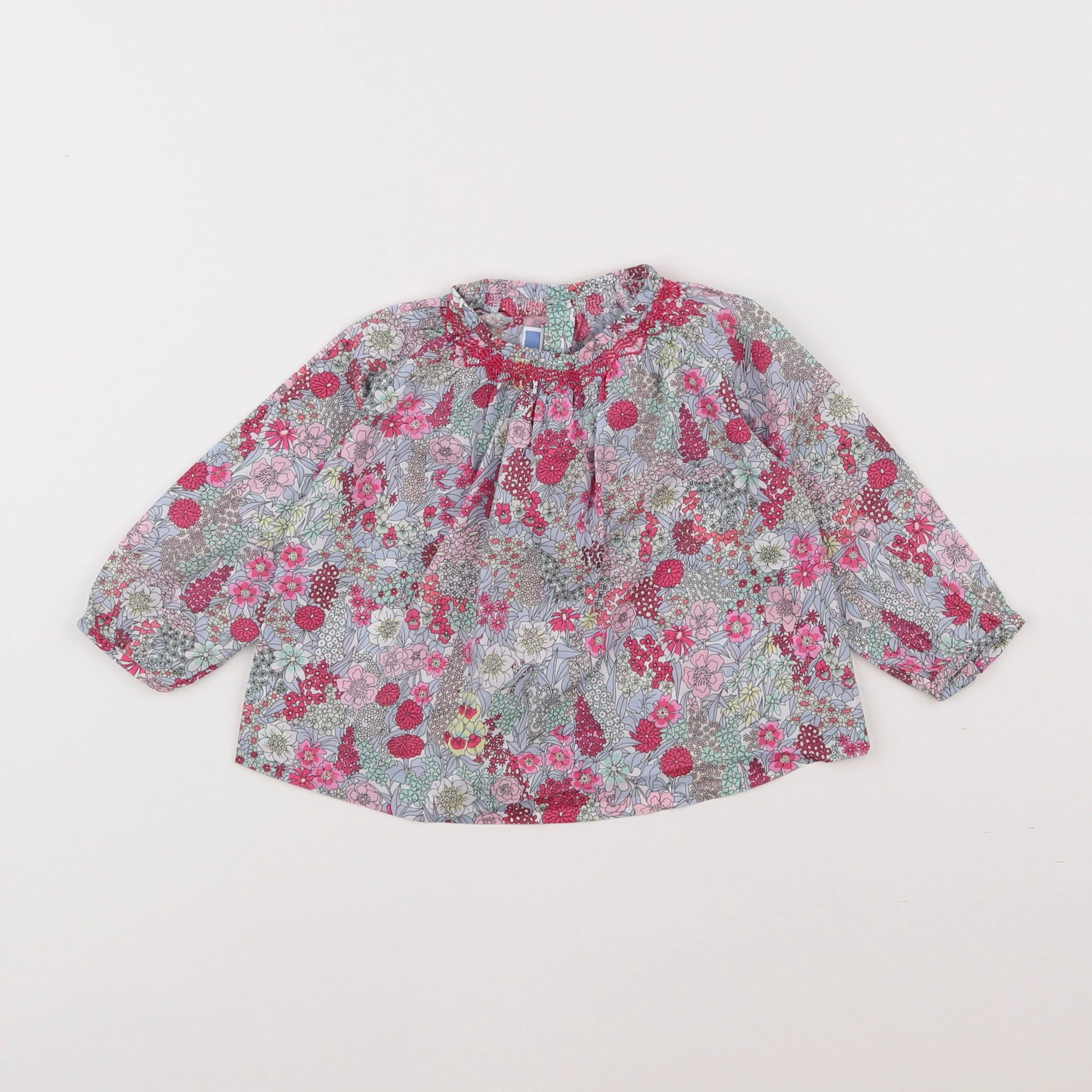 Jacadi - blouse liberty gris, rose - 12 mois