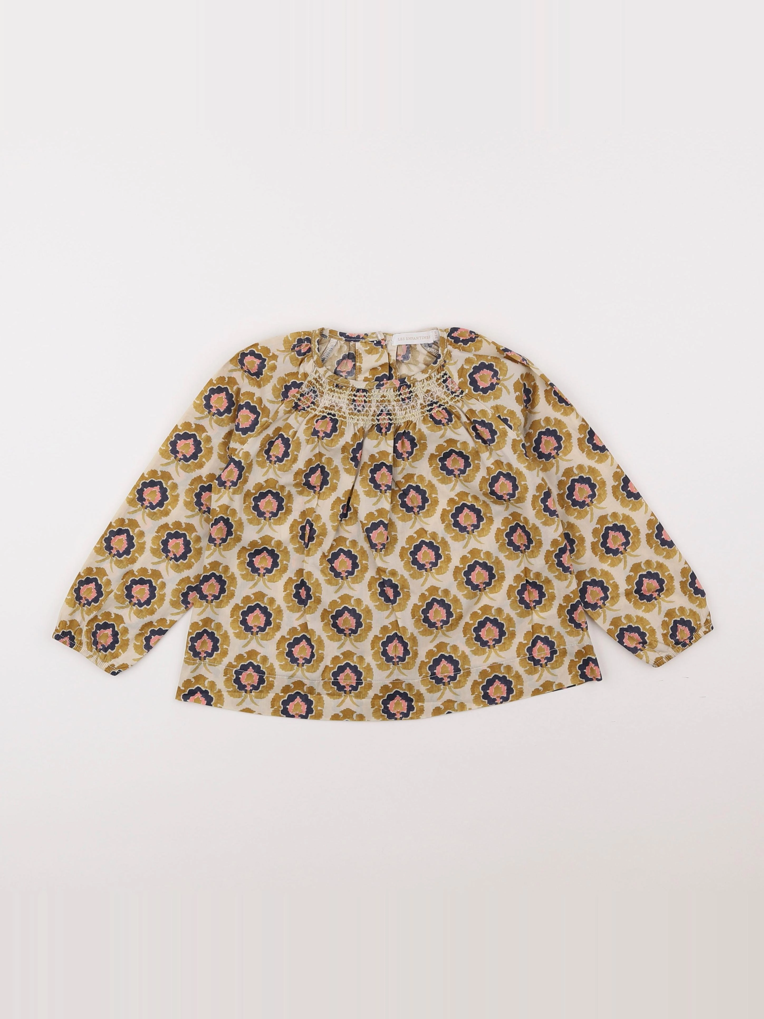 Les Enfantines - blouse beige, marron - 3 ans