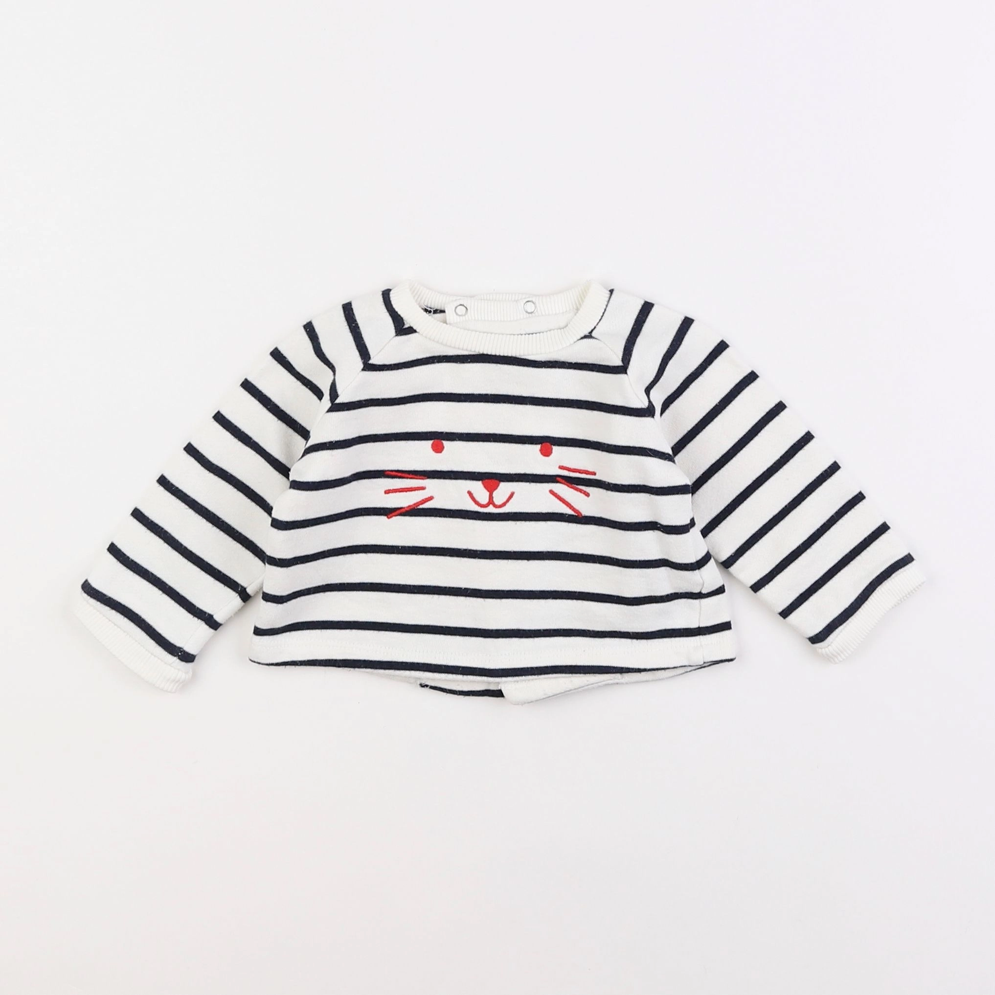 Boutchou - sweat blanc, bleu - 3 mois