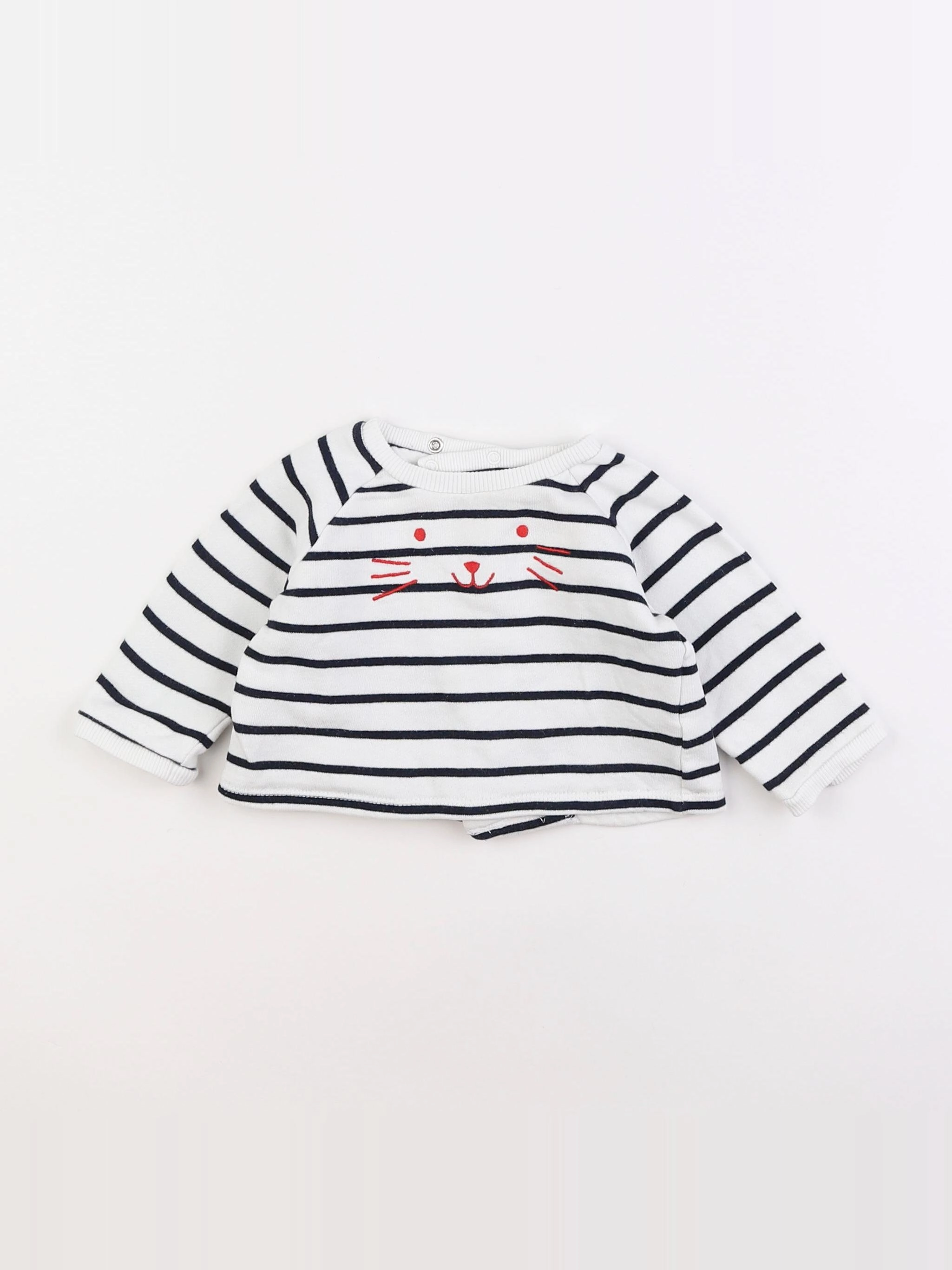 Boutchou - sweat blanc, bleu - 6 mois