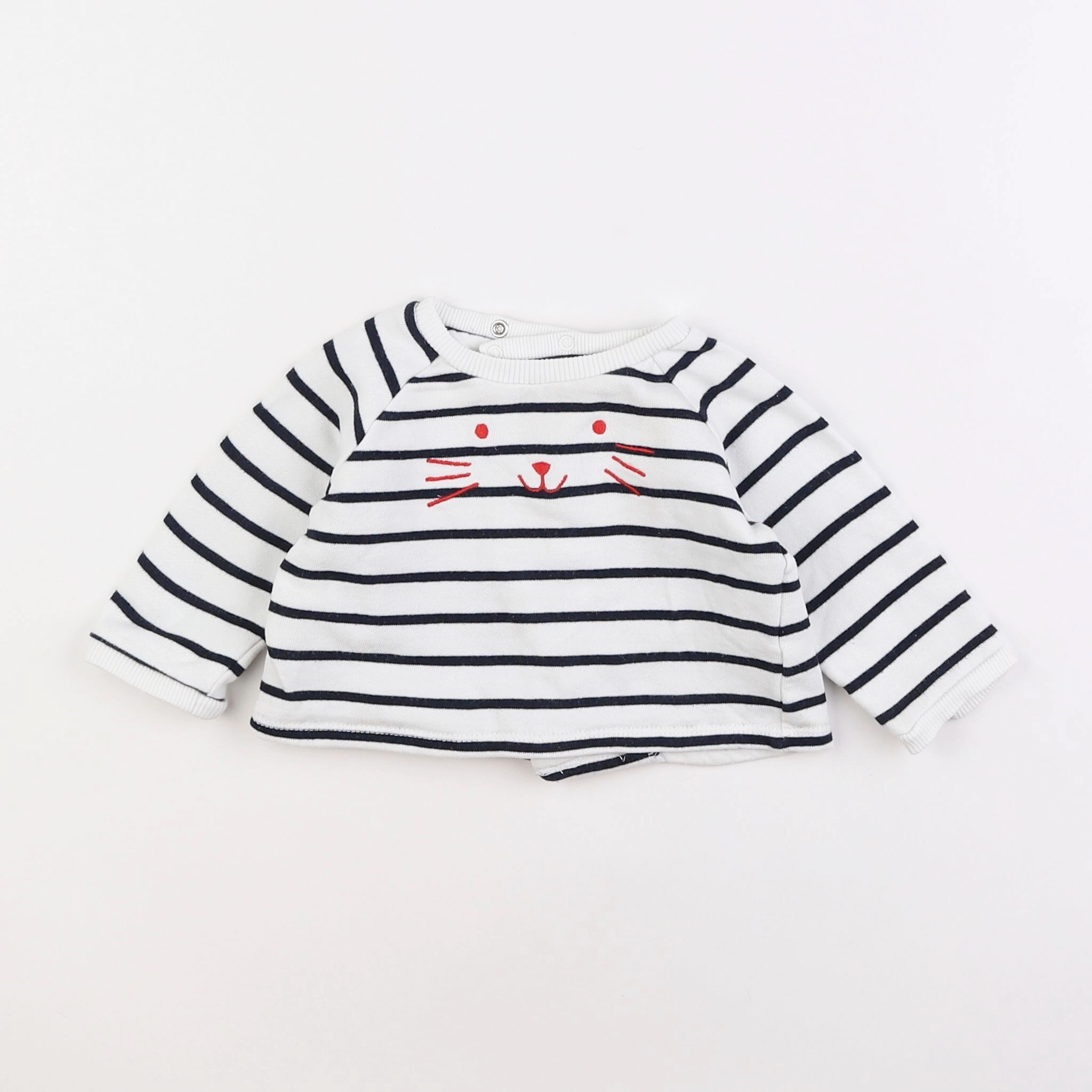 Boutchou - sweat blanc, bleu - 6 mois