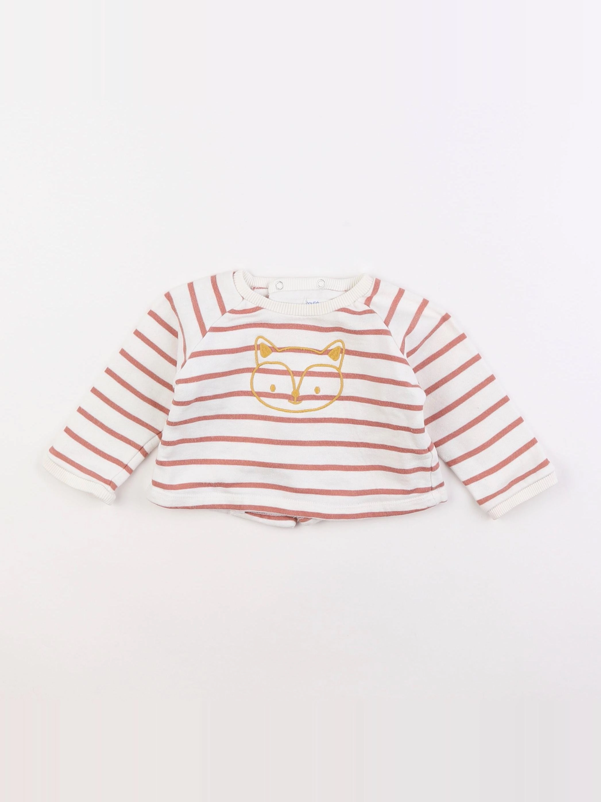 Boutchou - sweat blanc, rose - 6 mois