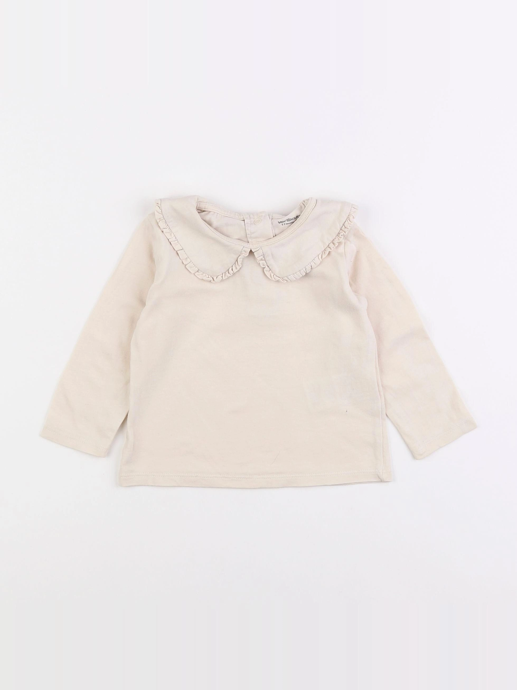 Vertbaudet - tee-shirt beige - 12 mois