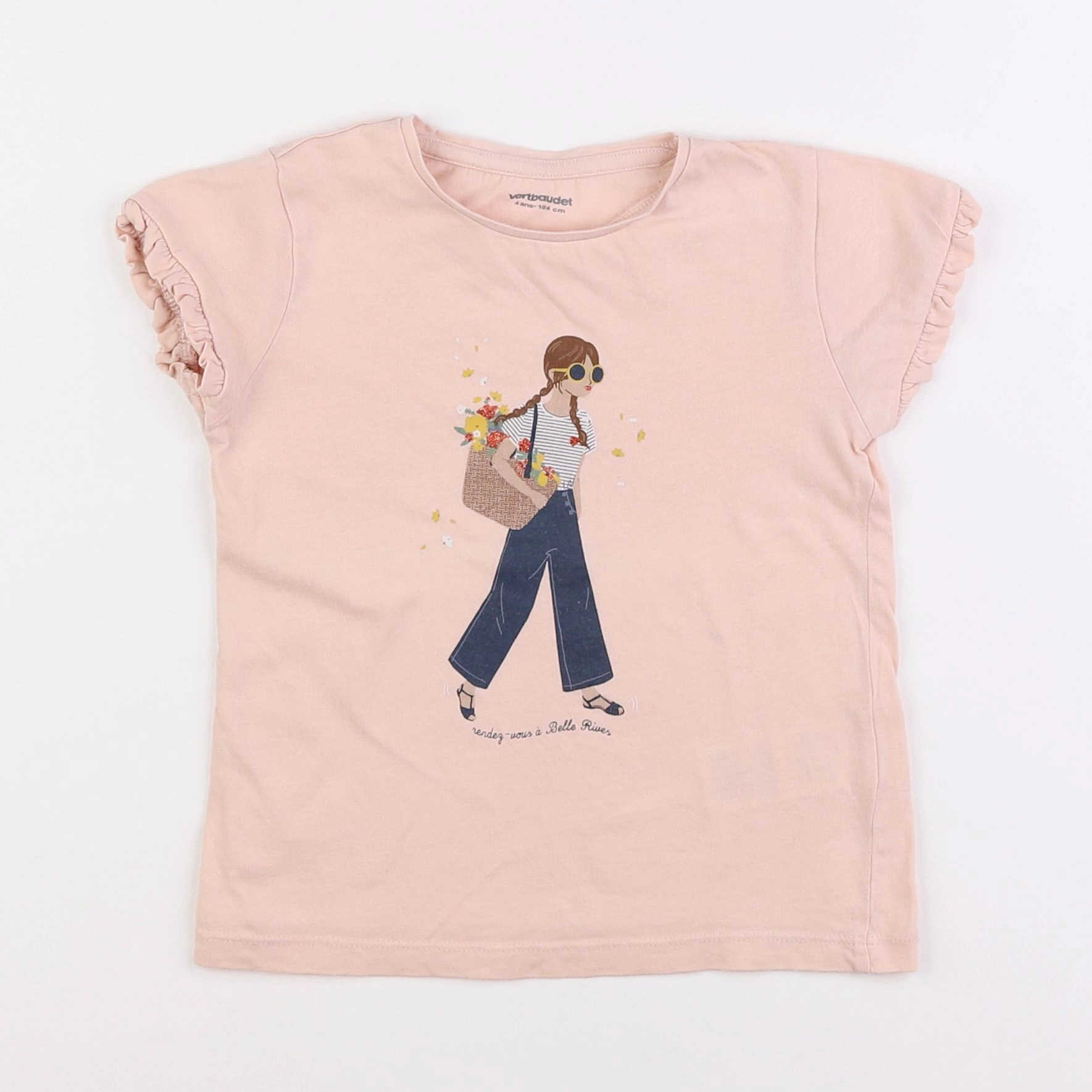 Vertbaudet - tee-shirt rose - 4 ans