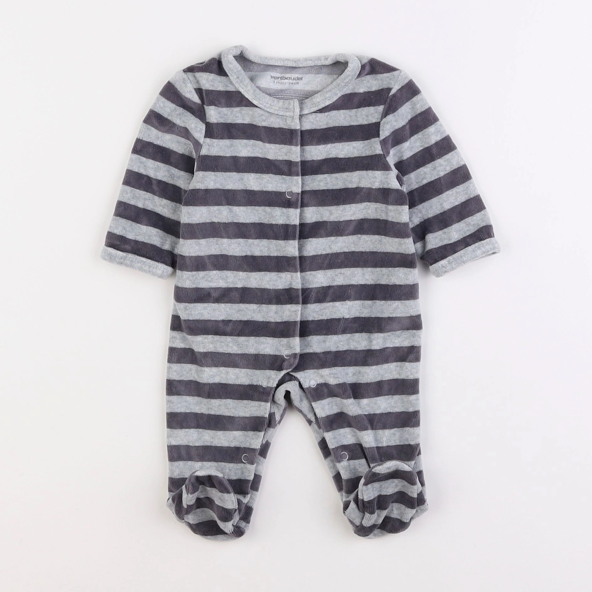 Vertbaudet - pyjama velours gris - 1 mois