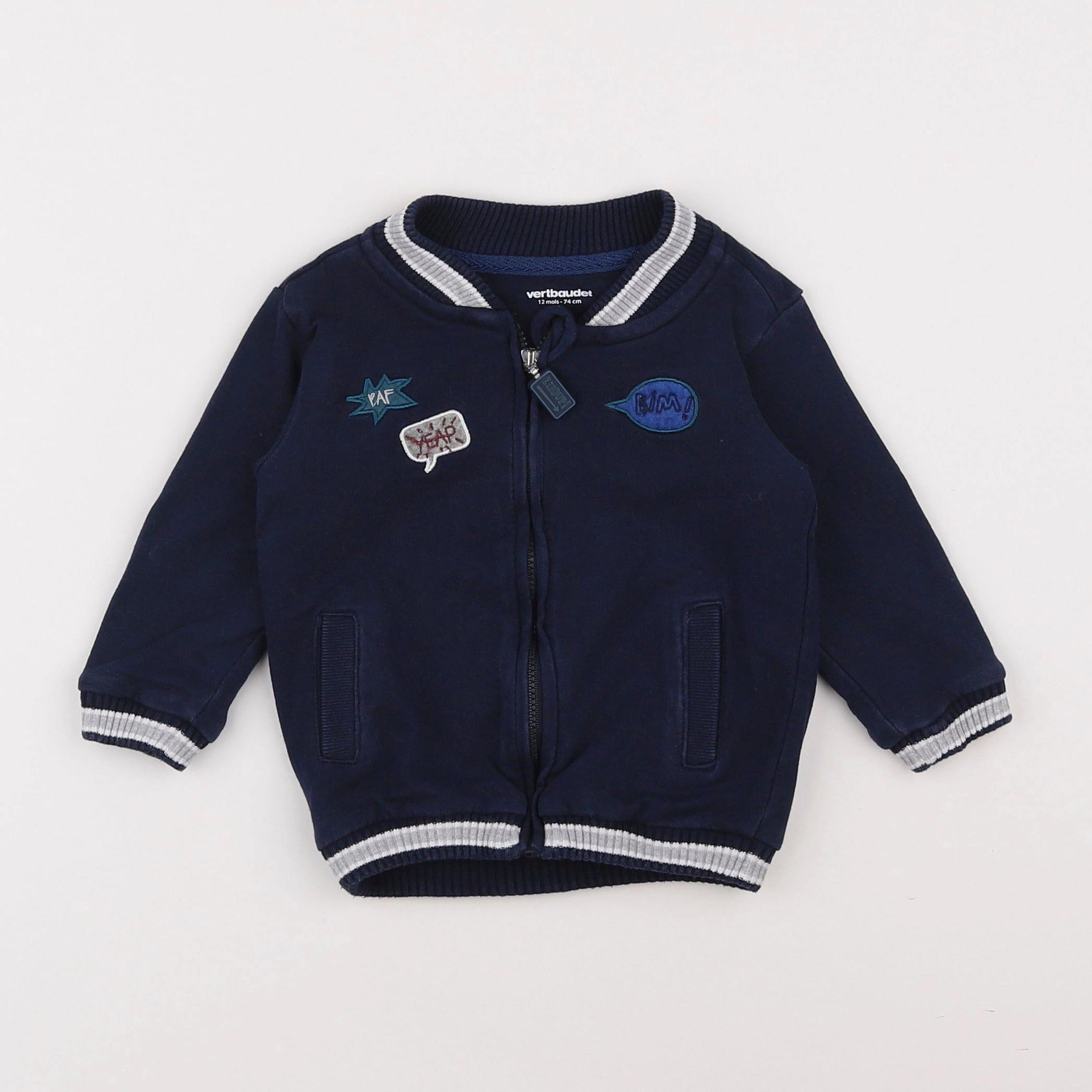 Vertbaudet - sweat bleu - 12 mois