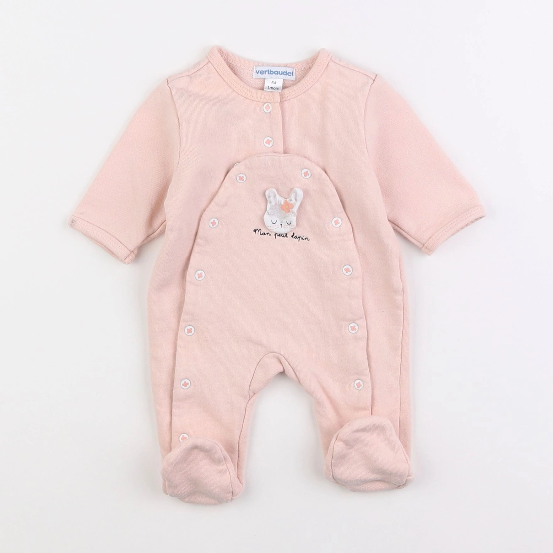 Vertbaudet - pyjama coton rose - 1 mois