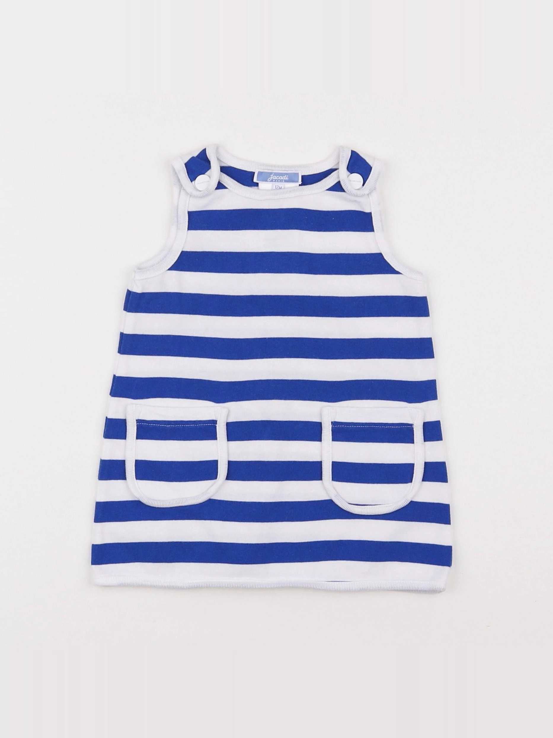 Jacadi - robe blanc, bleu - 12 mois