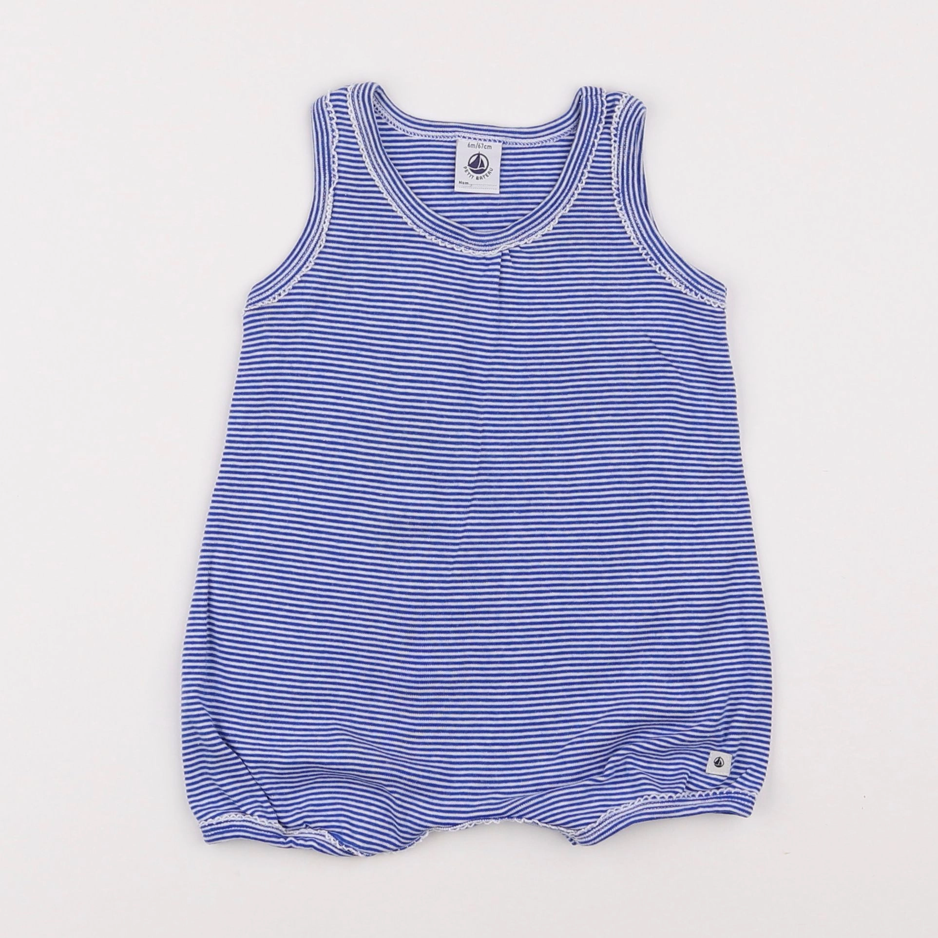Petit Bateau - pyjama coton bleu - 6 mois