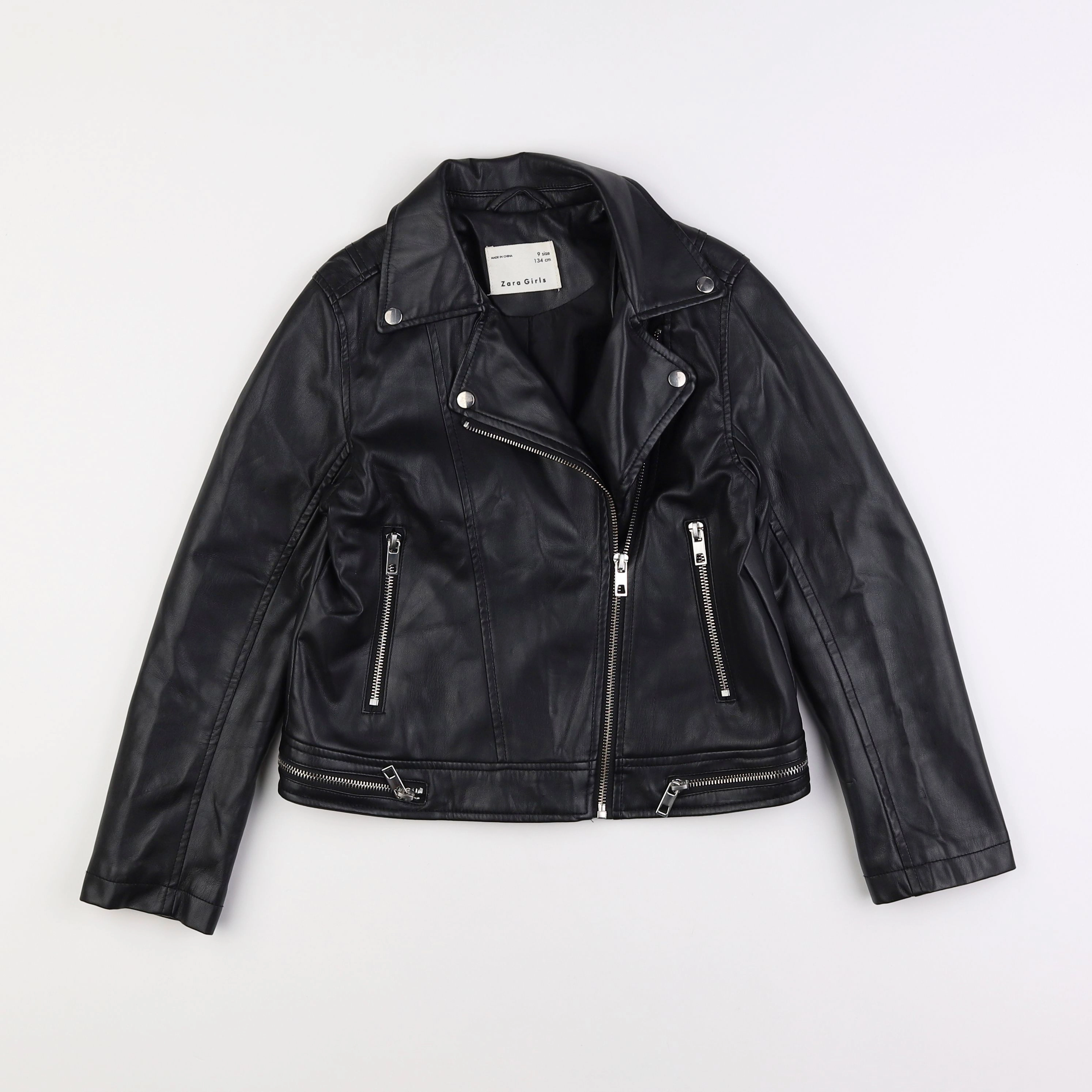 Zara - veste simili cuir noir - 9 ans