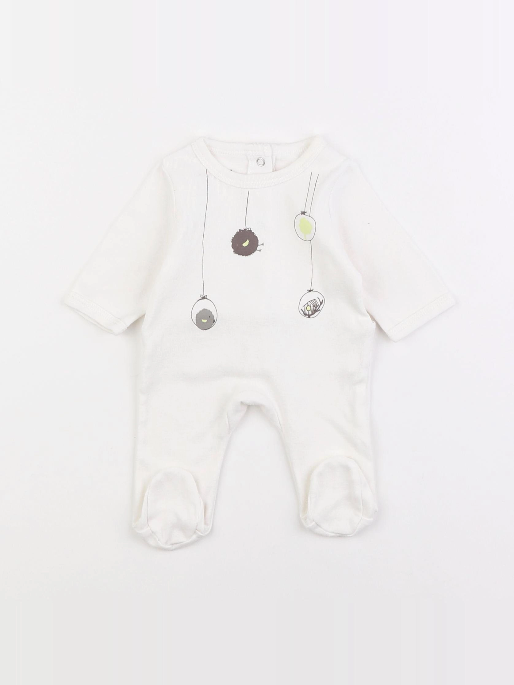 Vertbaudet - pyjama coton blanc - 0 mois