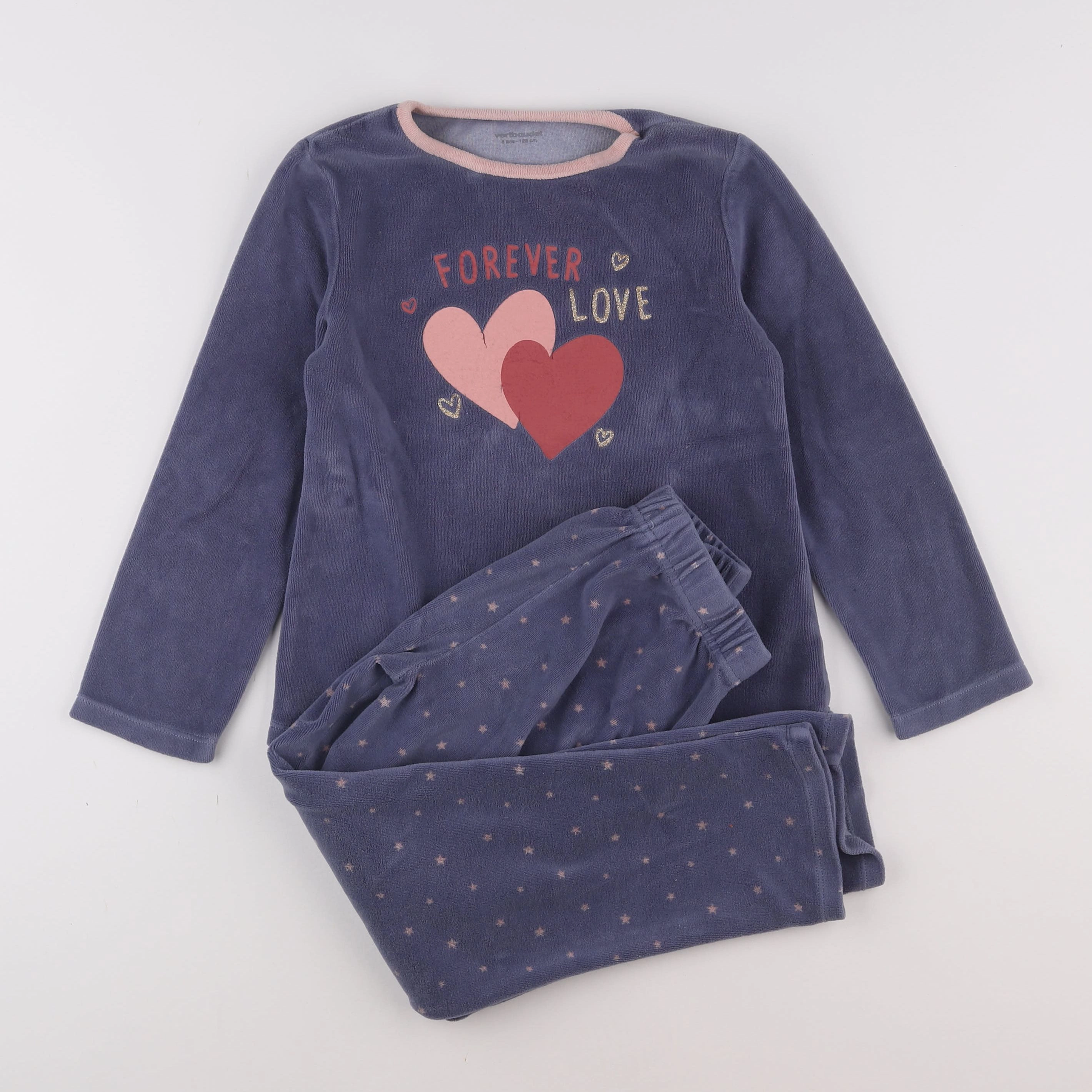 Vertbaudet - pyjama velours bleu - 6 ans