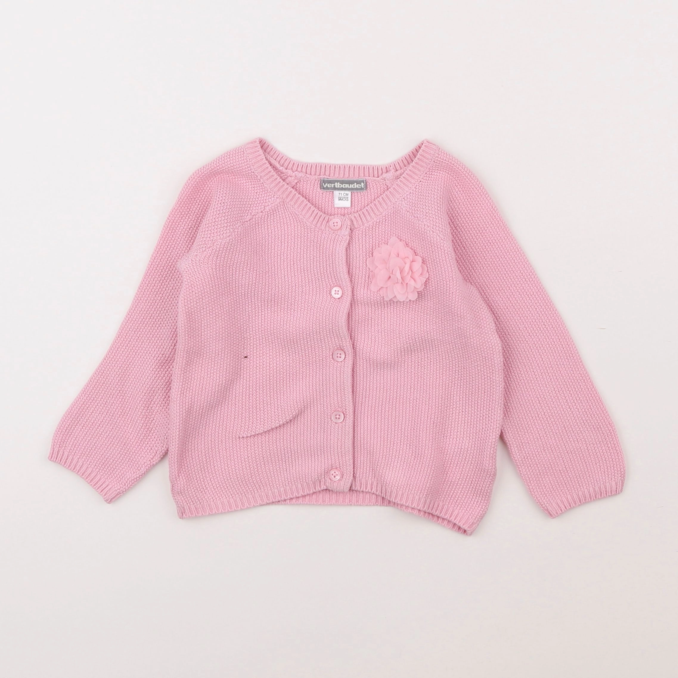 Vertbaudet - gilet rose - 9 mois