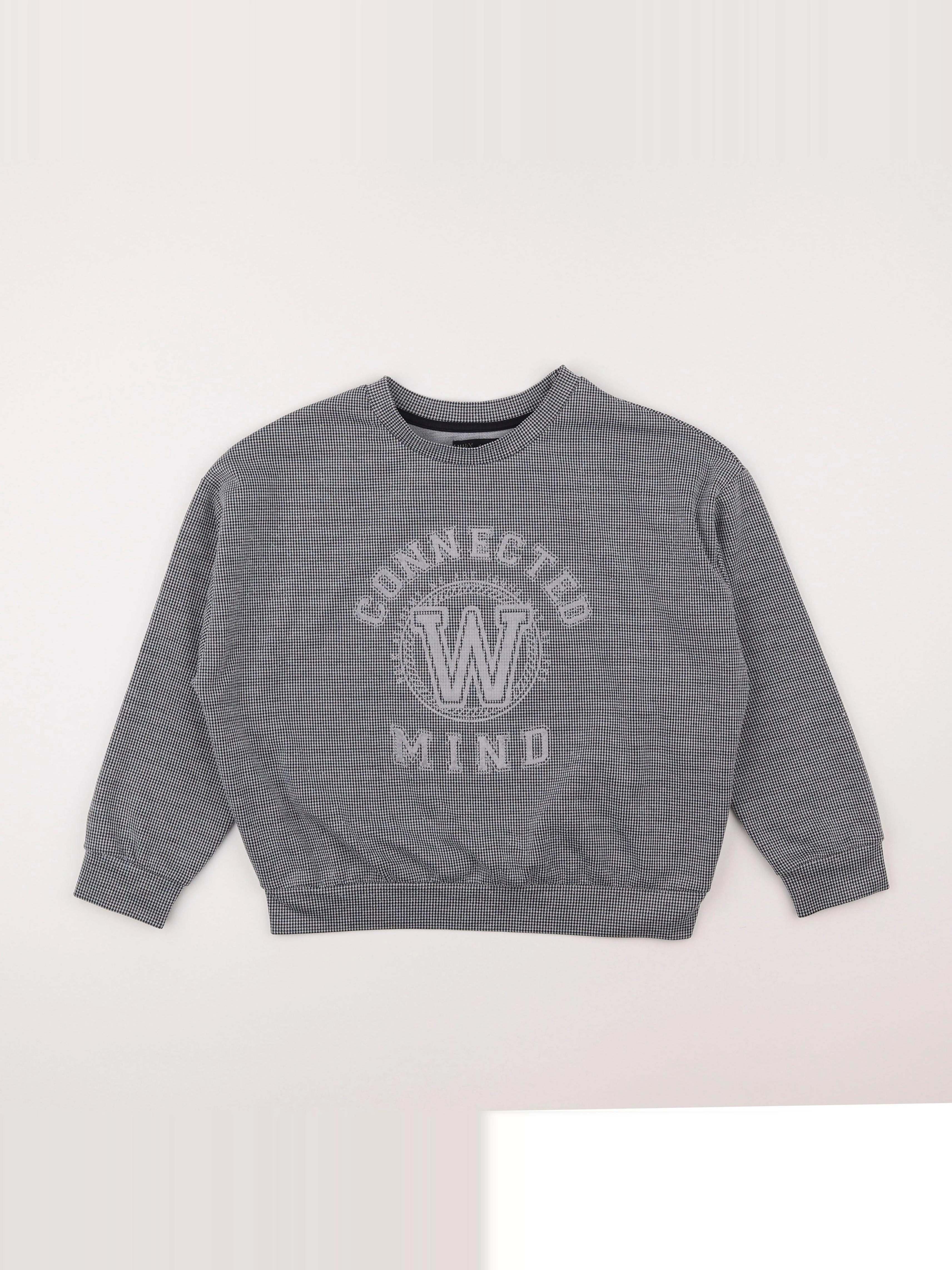 IKKS - sweat blanc, noir - 10 ans