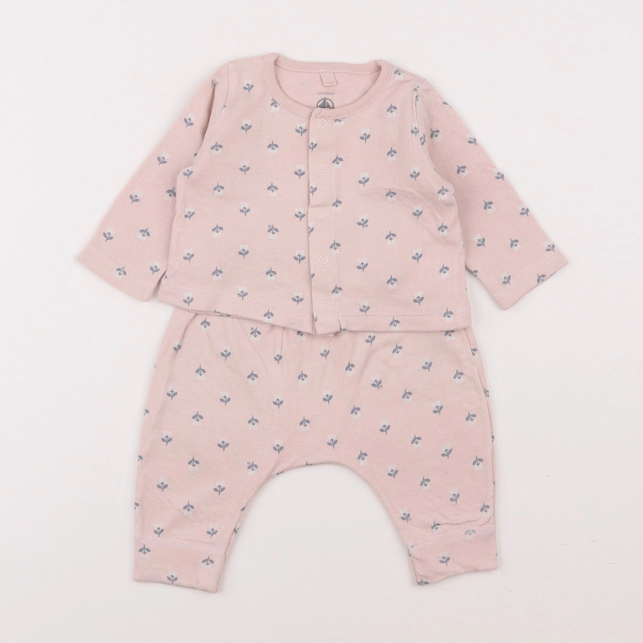 Petit Bateau - ensemble rose - 3 mois