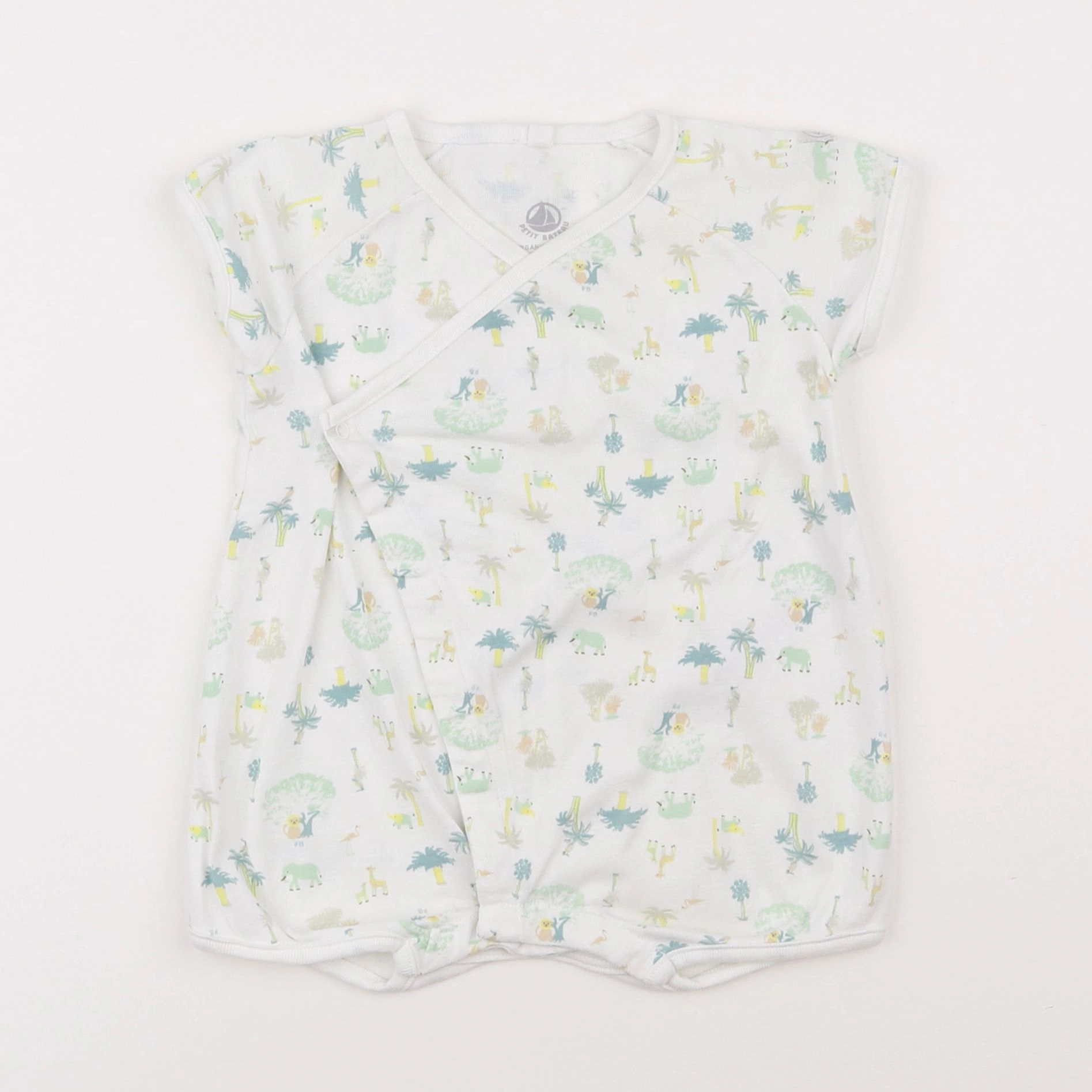 Petit Bateau - pyjama coton blanc, vert - 6 mois