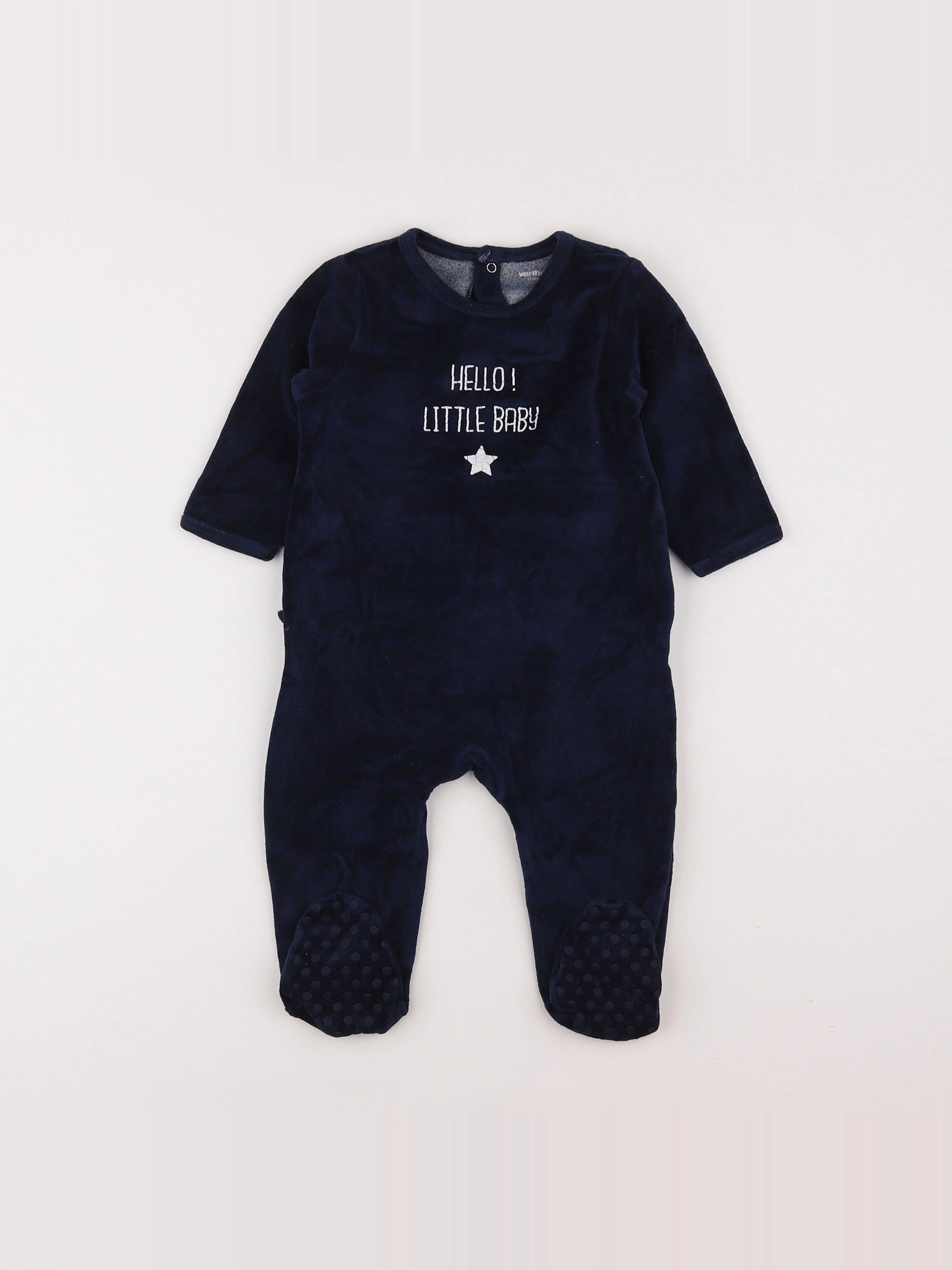 Vertbaudet - pyjama velours bleu - 12 mois