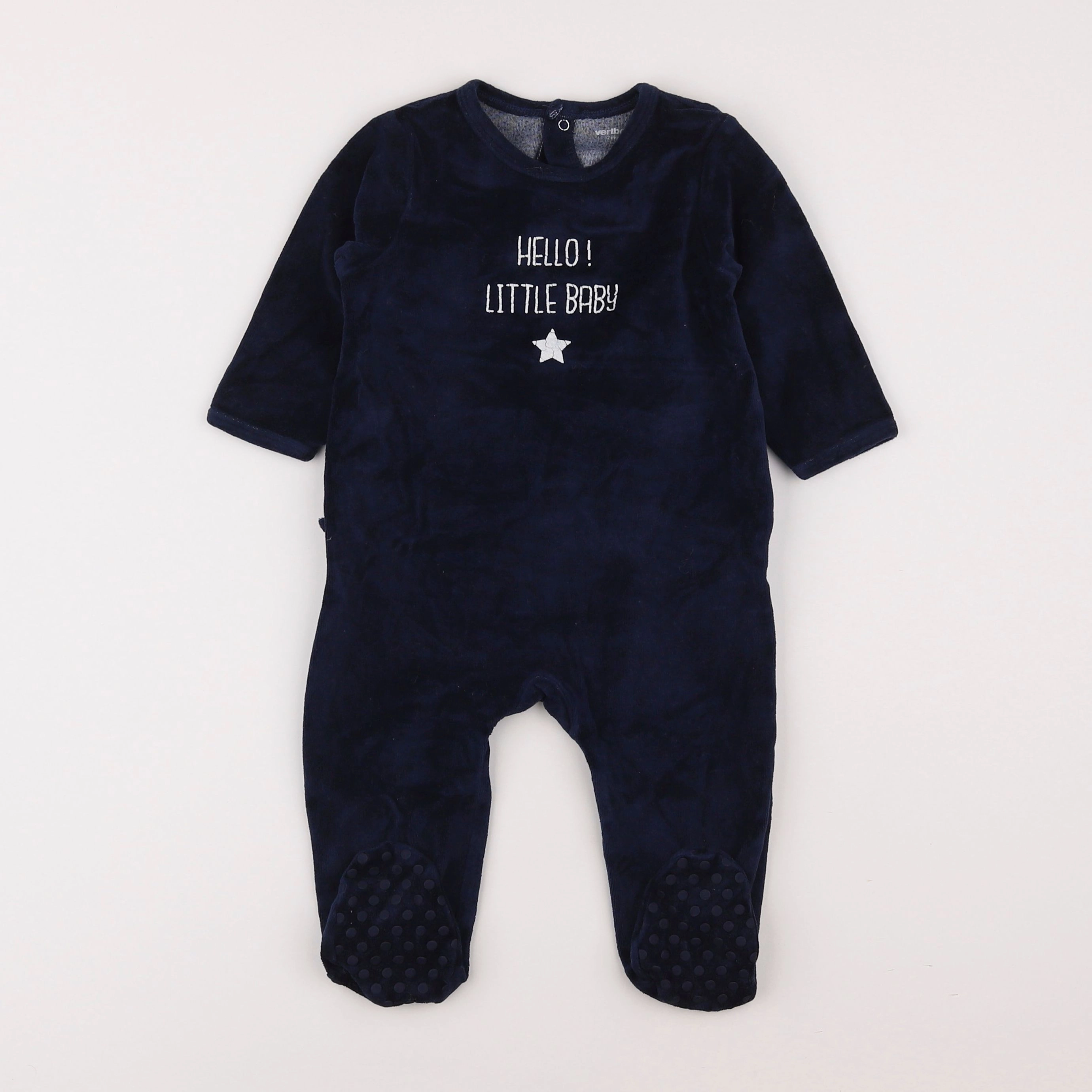 Vertbaudet - pyjama velours bleu - 12 mois
