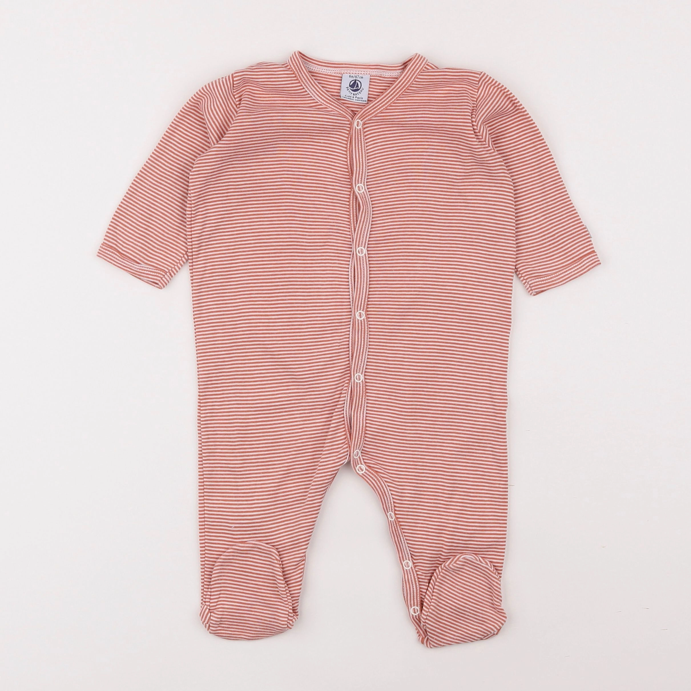 Petit Bateau - pyjama coton orange - 6 mois