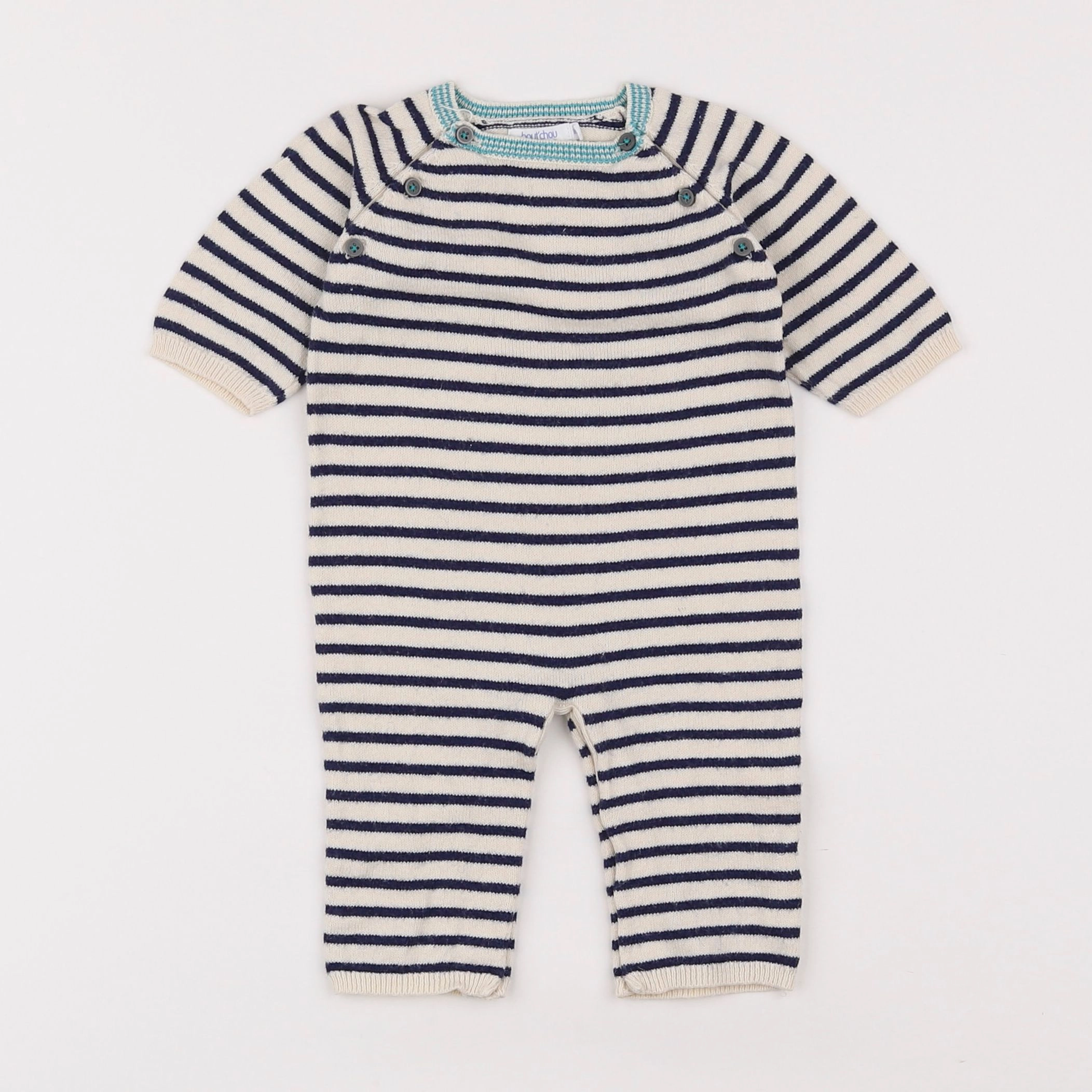 Boutchou - combinaison beige, bleu - 1 mois