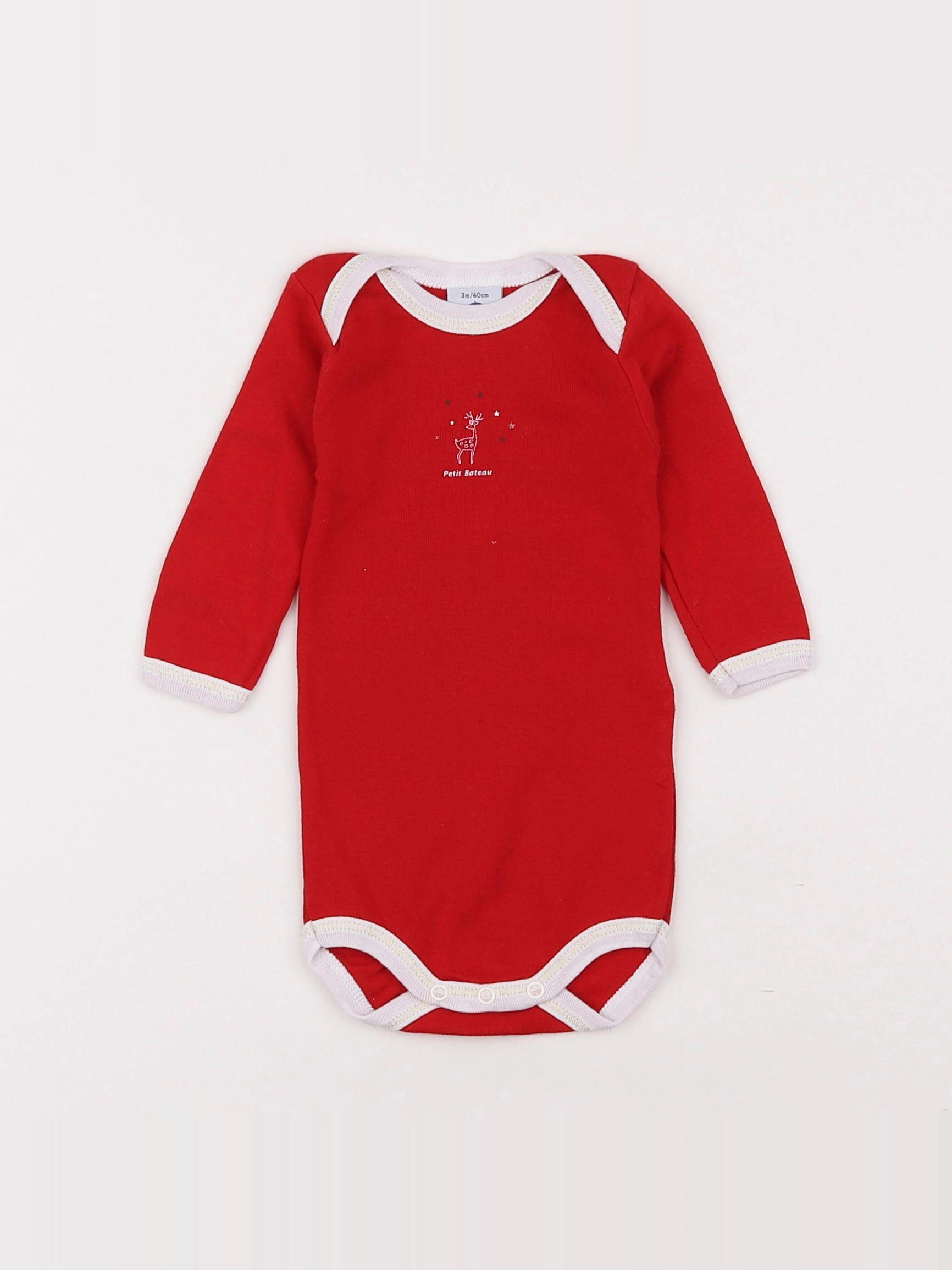 Petit Bateau - body rouge - 3 mois