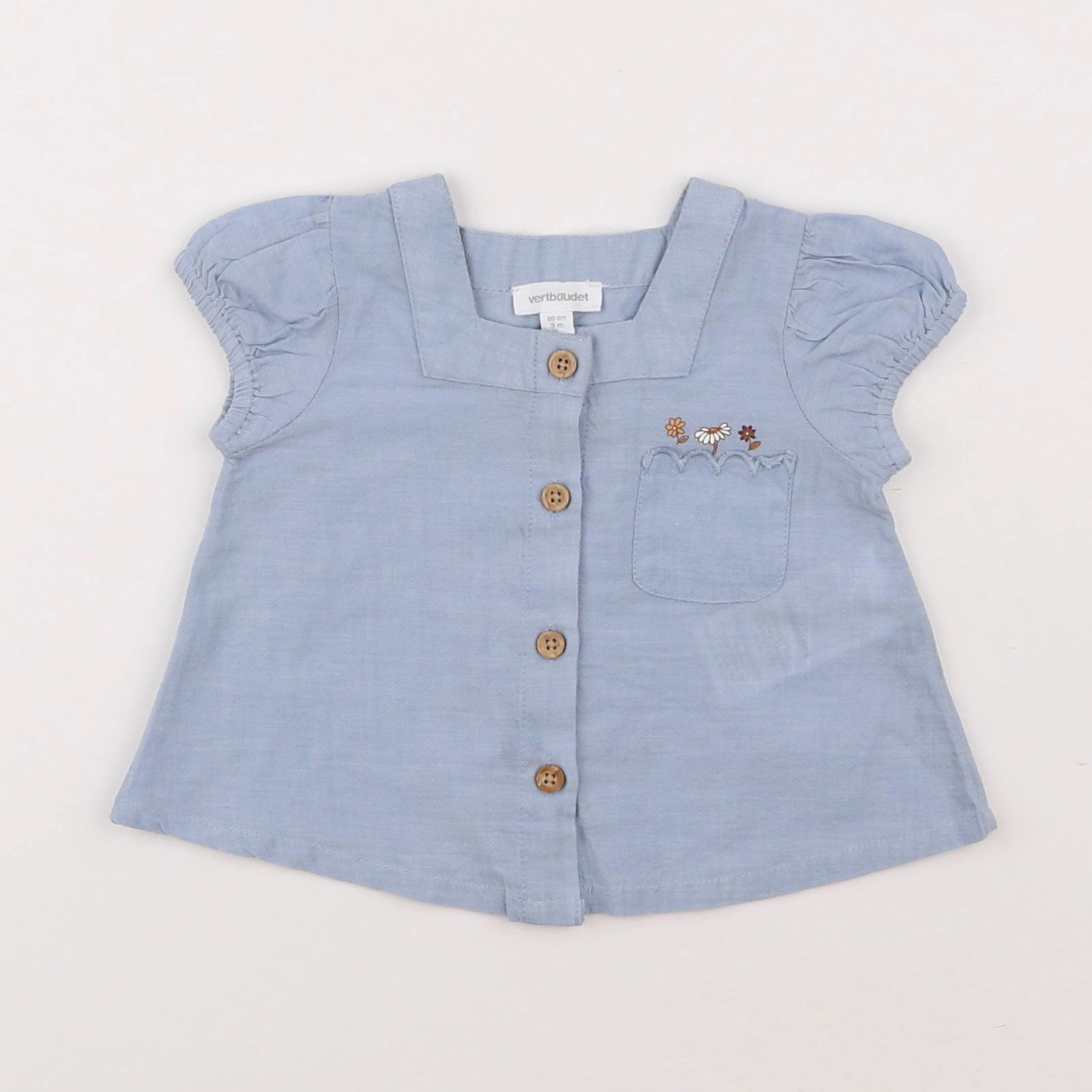 Vertbaudet - blouse bleu - 3 mois