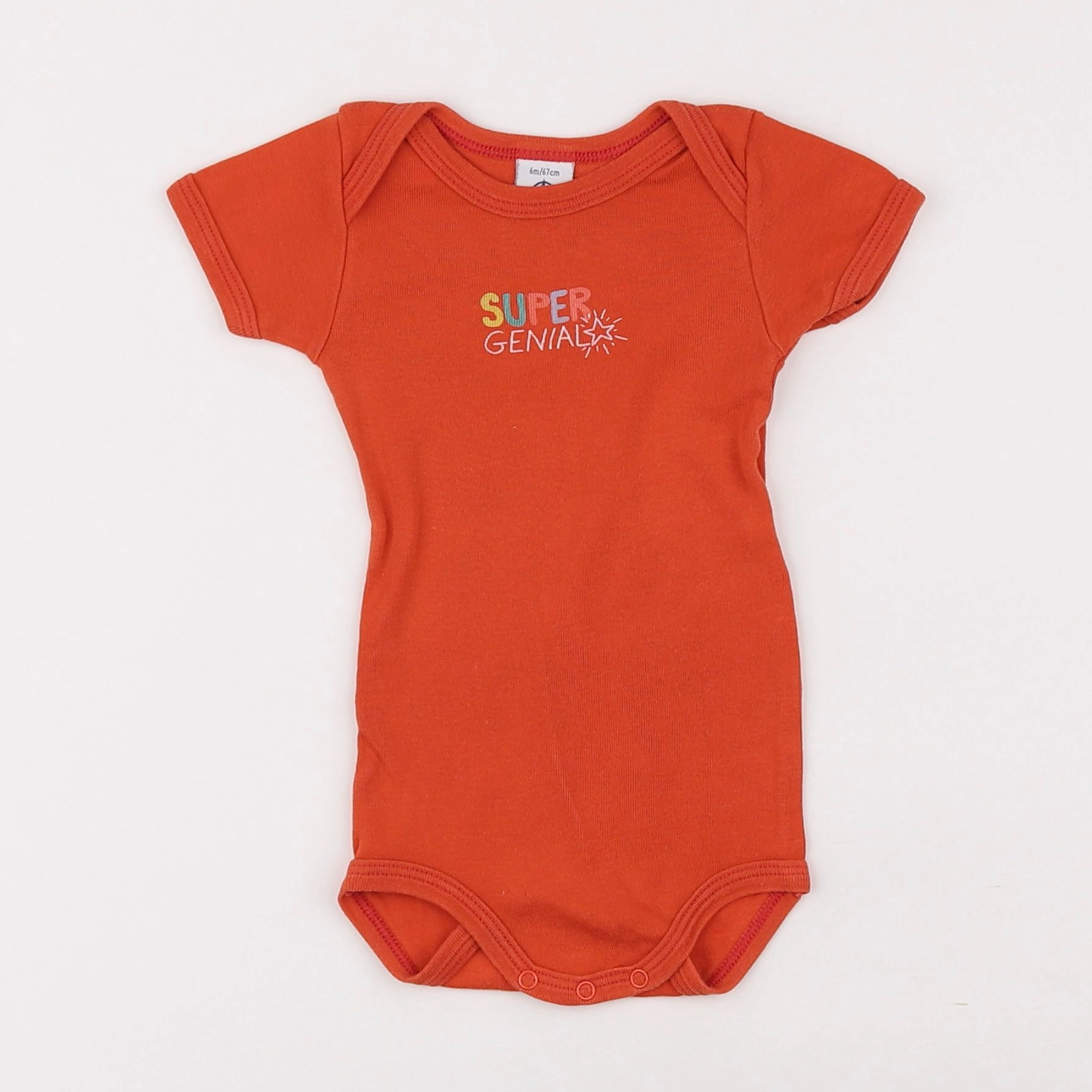 Petit Bateau - body orange - 6 mois