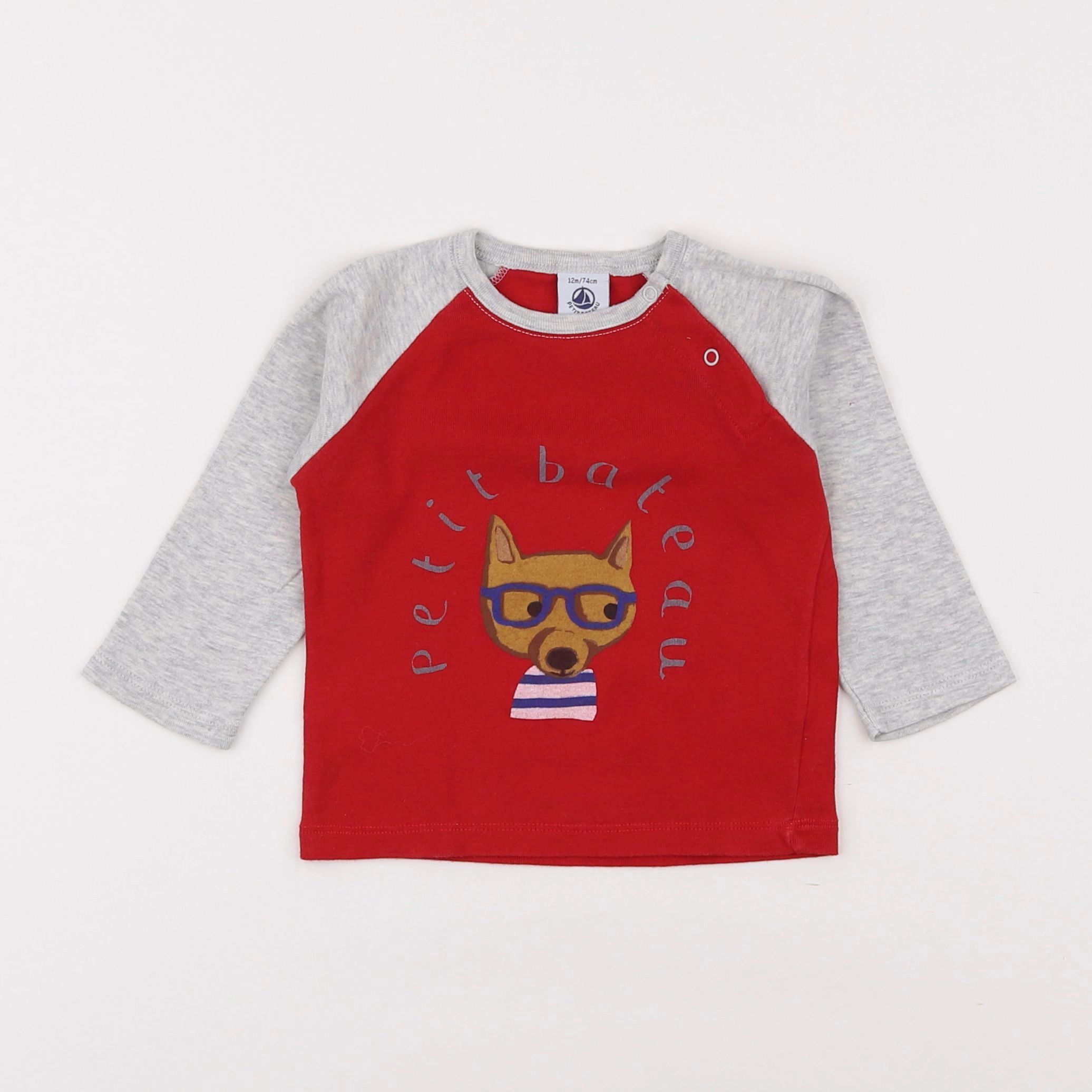 Petit Bateau - tee-shirt rouge - 12 mois