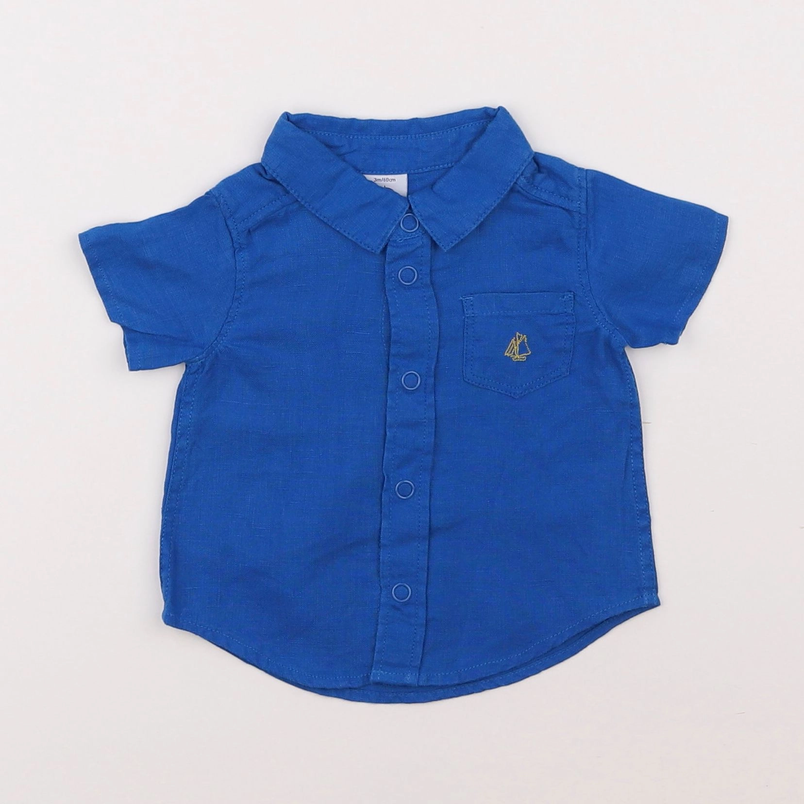 Petit Bateau - chemise bleu - 3 mois