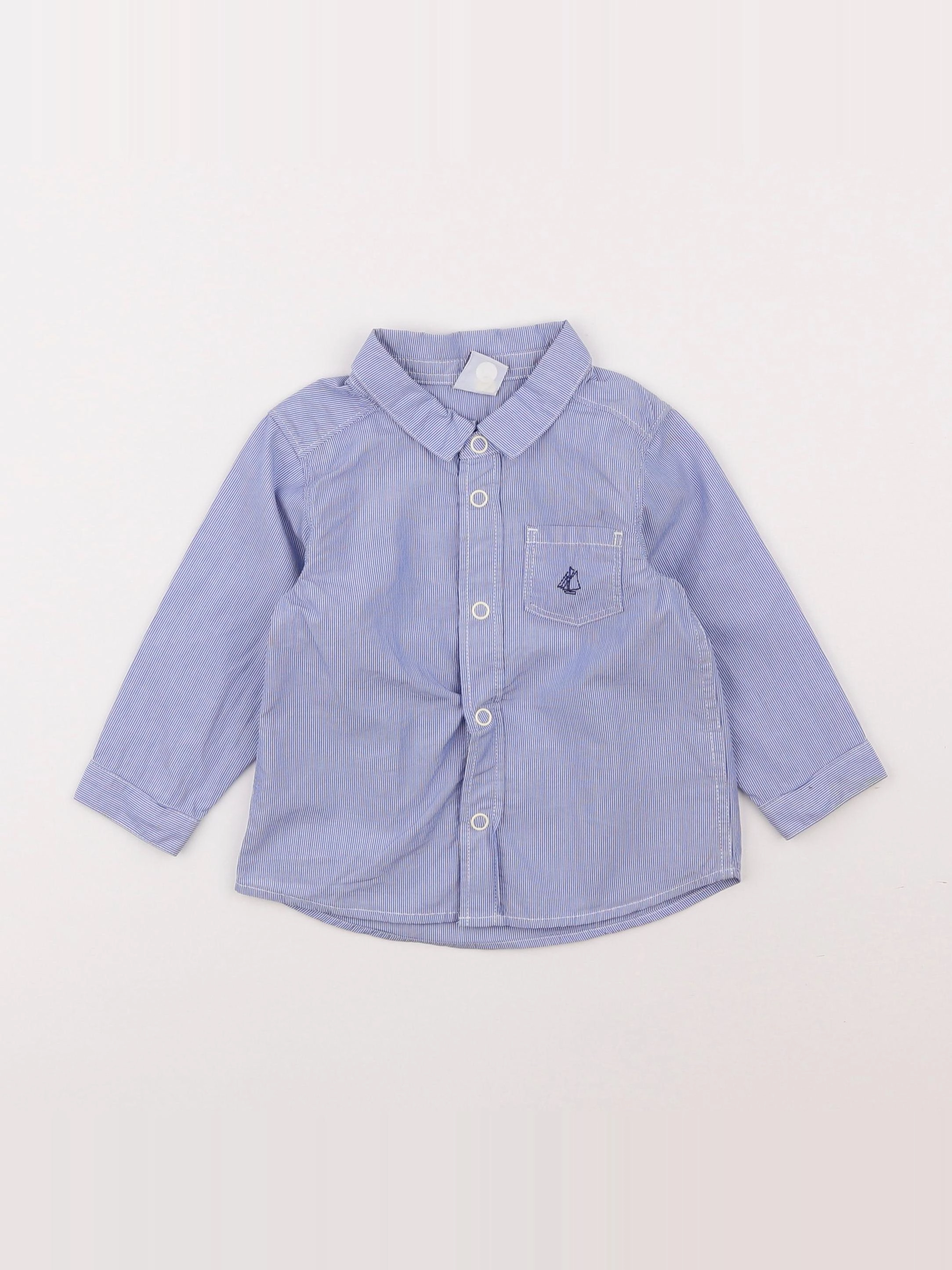 Petit Bateau - chemise bleu - 12 mois