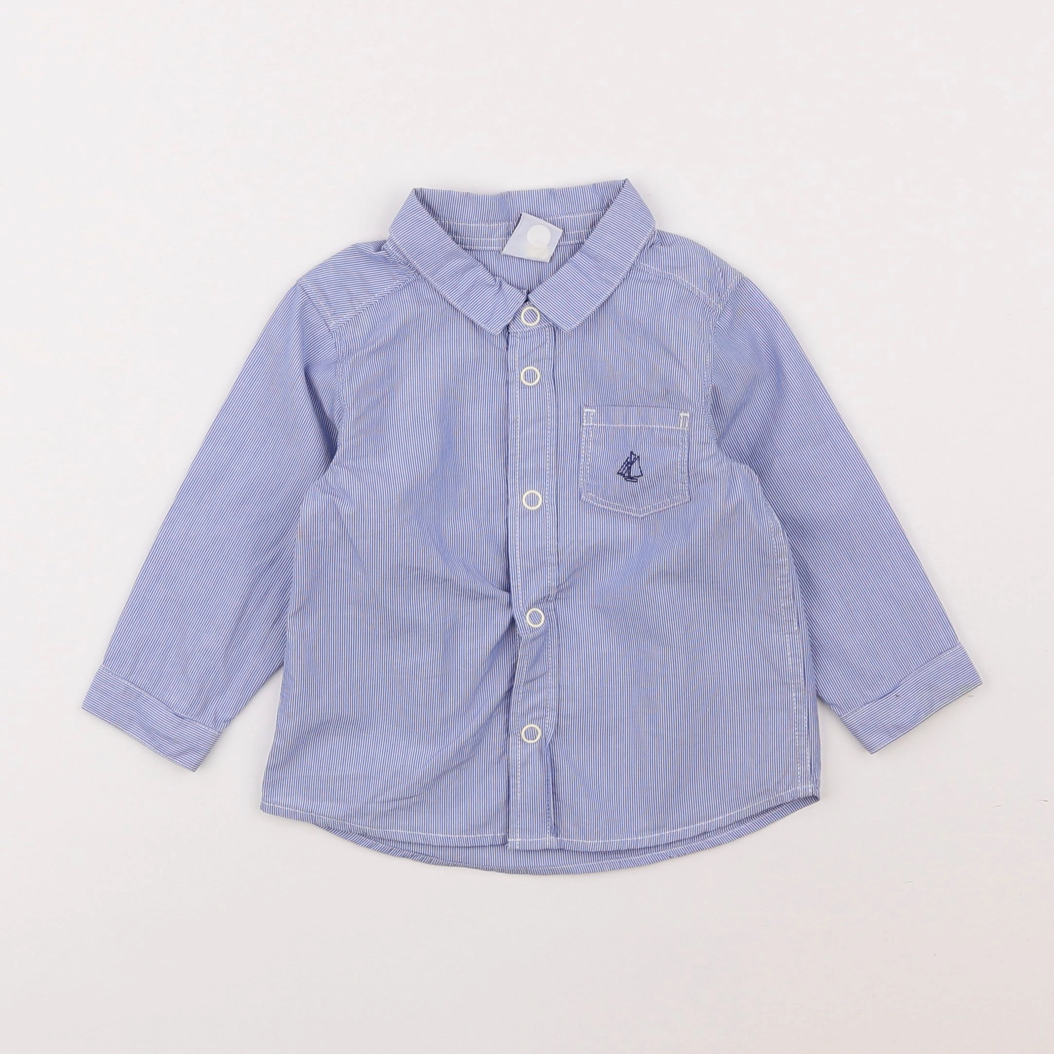 Petit Bateau - chemise bleu - 12 mois