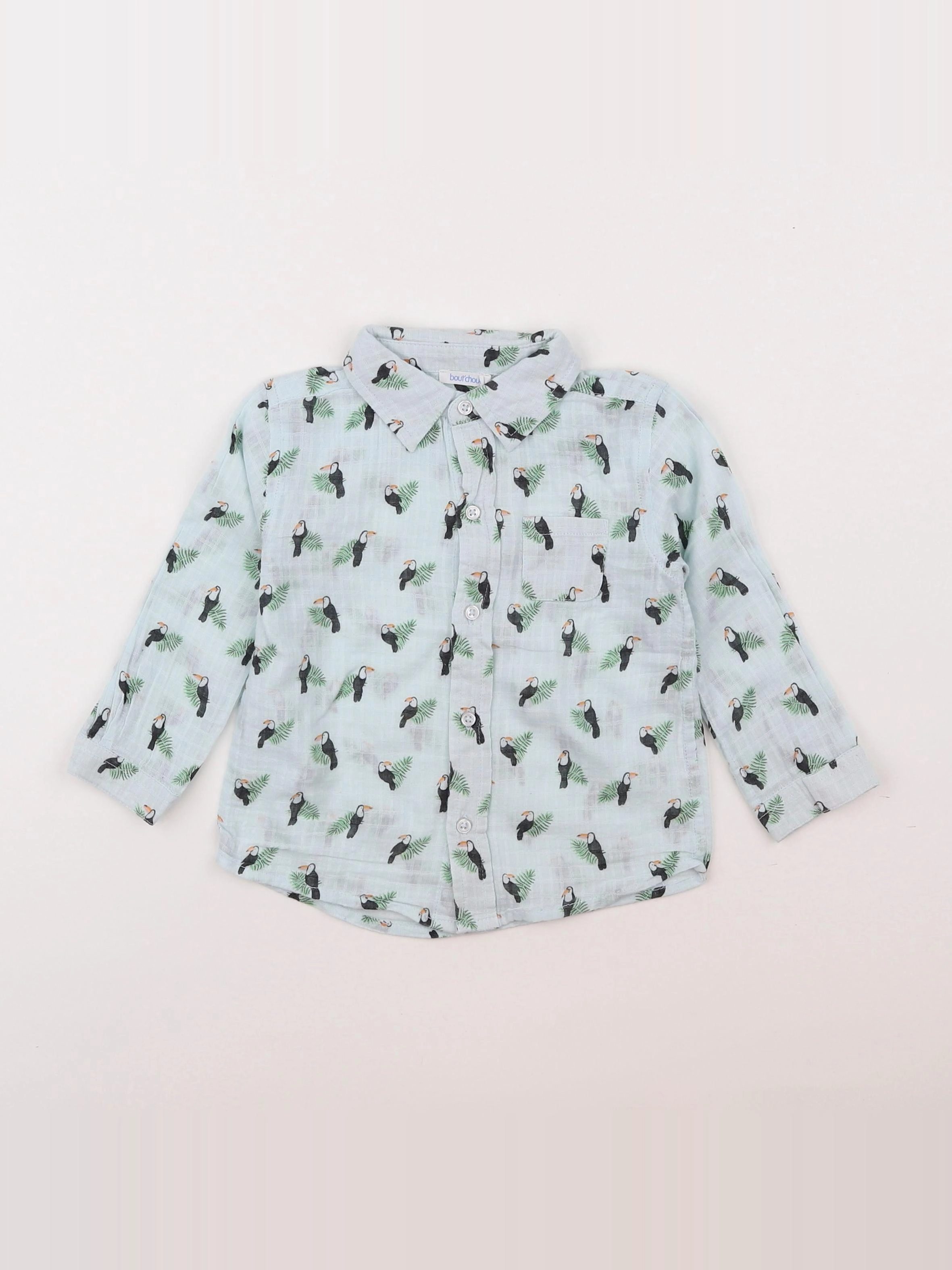 Boutchou - chemise bleu - 18 mois