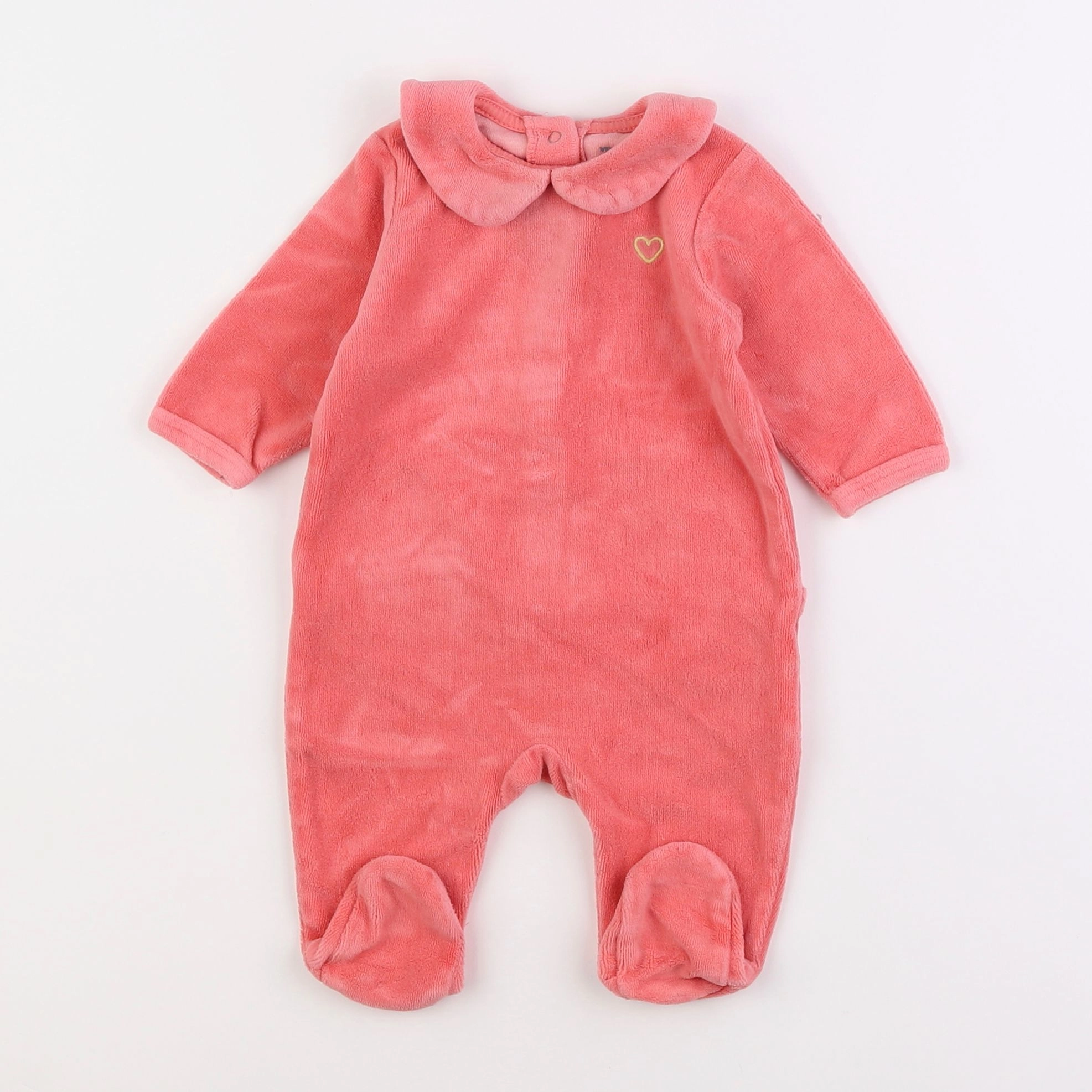 Vertbaudet - pyjama velours rose - 1 mois